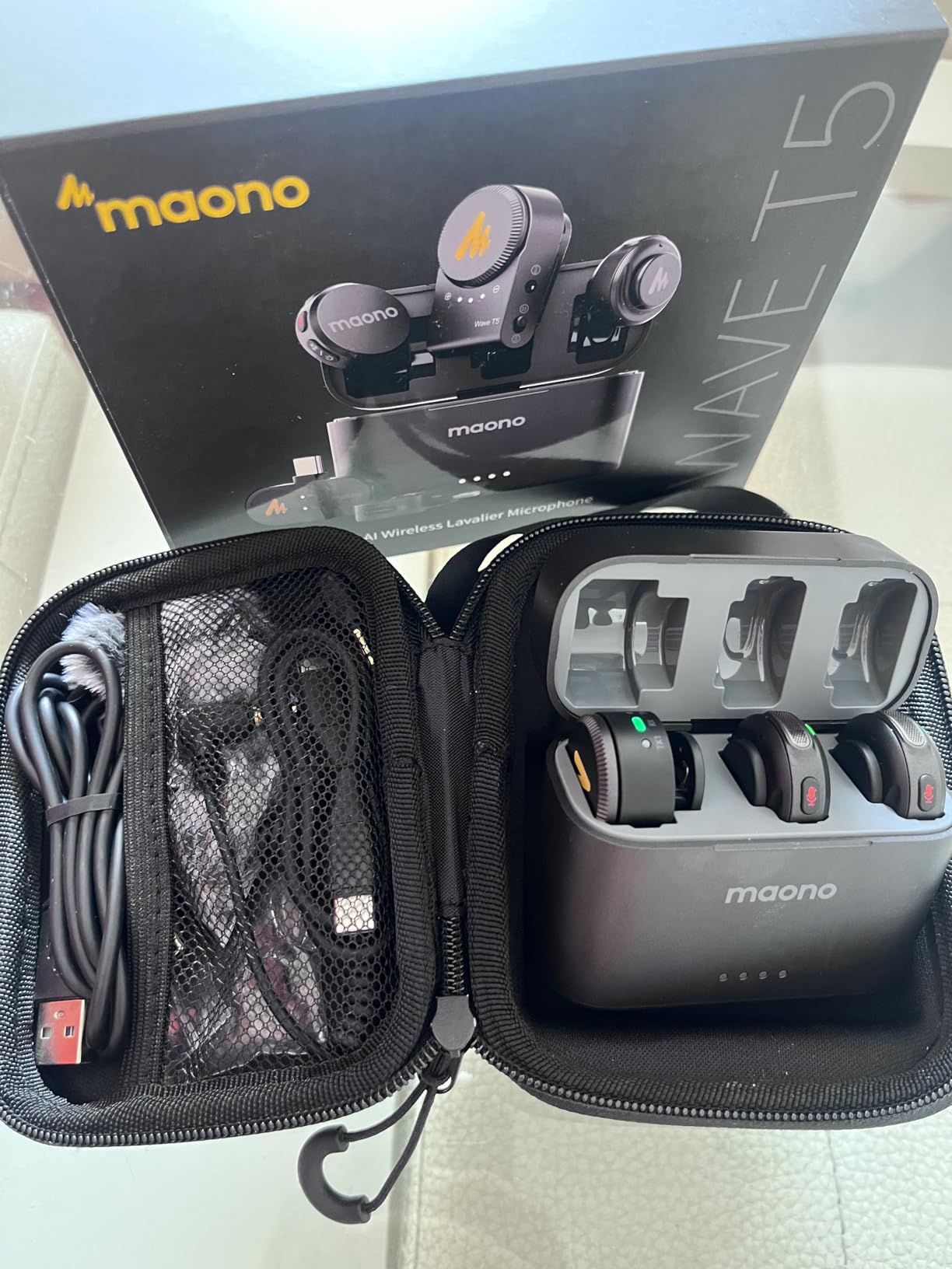 MAONO Wave T5 Wireless Lavalier Microphone for iPhone/Android/Camera/PC | Magnetic Clip on Mini Mic with AI Noise Cancelling, 4 EQ Preset, 1000FT, 40H for Podcast Stream Vlog Youtube Tiktok Video Record customer photo 1