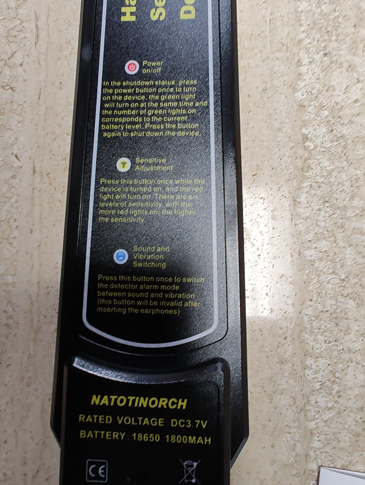 NATOTINORCH Handheld Metal Detector Security Wand Rechargeable, for Safety Inspection, Scanning All Metal Products (with Built-in Battery) customer photo 1