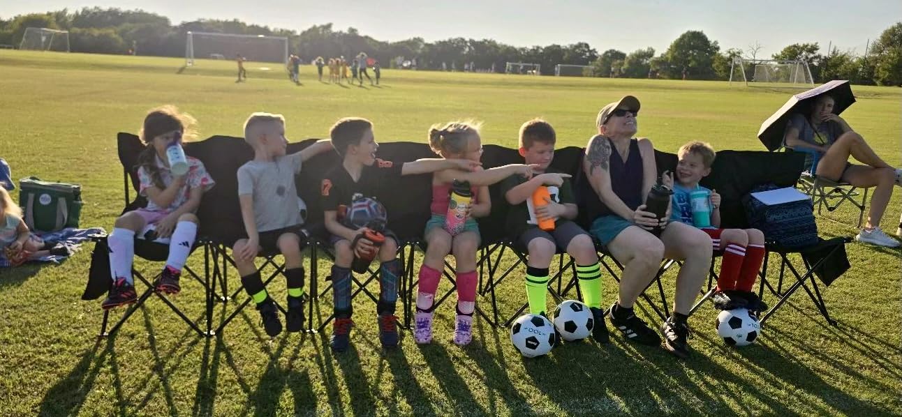 G GOOD GAIN Portable Soccer Bench, Team Bench Soccer 8 Seats with Bag, Black | Sideline Folding Bench, Folded Chair Seating 8 for Football Camp Outdoor Sport Events customer photo 1