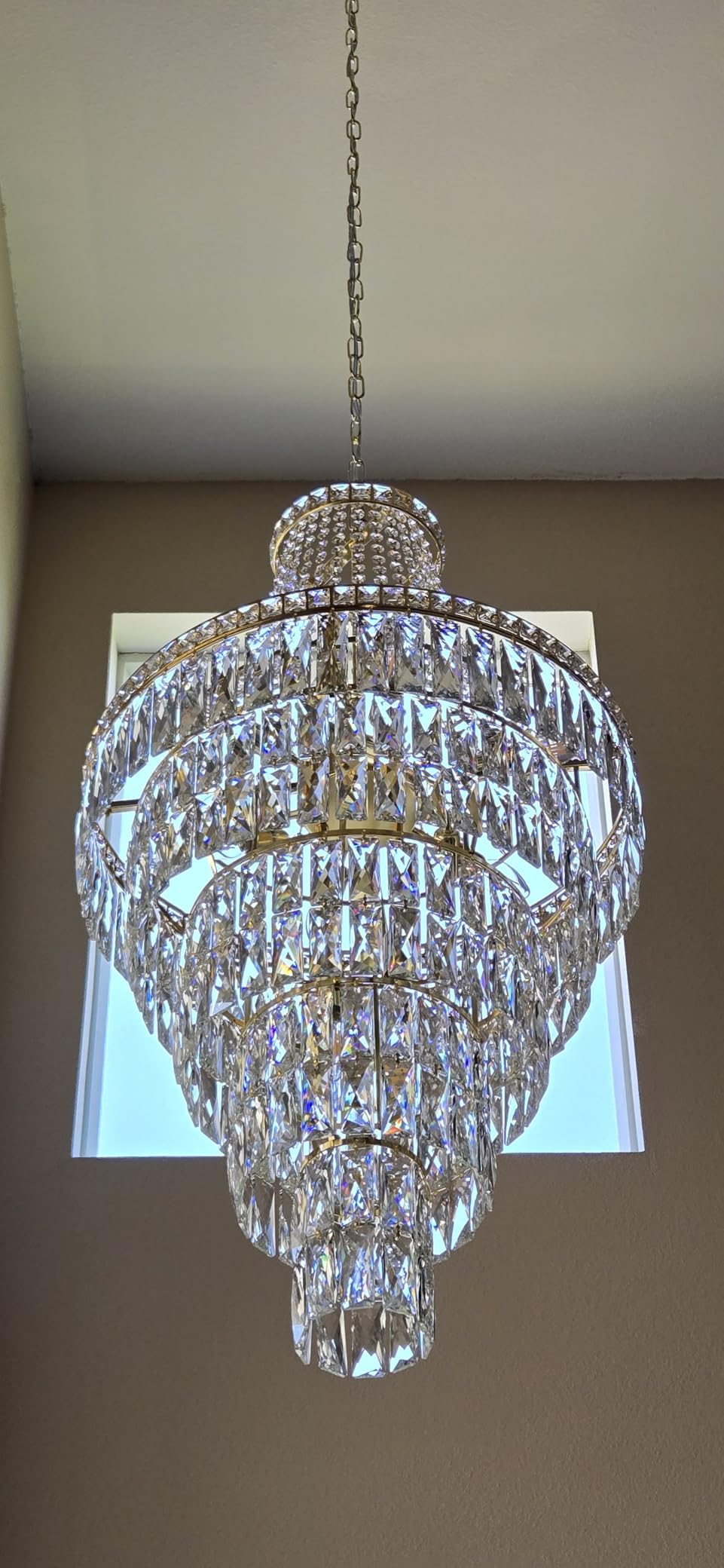 Gold Crystal Chandeliers 13 Lights Luxury Modern Chandelier for High Ceilings Large Pendant Light Fixture Foyer Staircase Hallway Entryway Living Room Hall Lobby 40