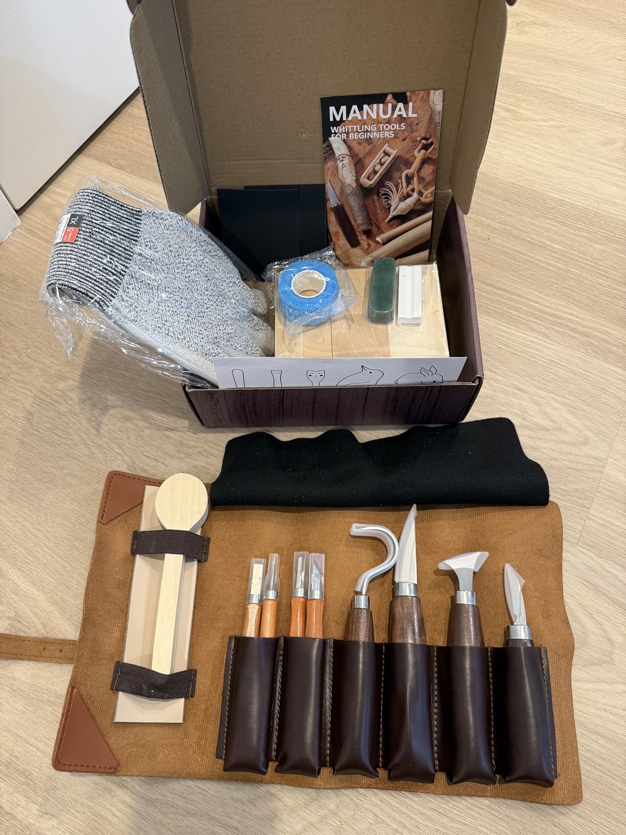 Wood Carving Kit Whittling Kit: Deluxe Wood Carving Tools Knife Set with Leather Case - Woodworking Hobby Kit for Beginners Adults Kids - DIY Art Craft Gift for Men Teens customer photo 2