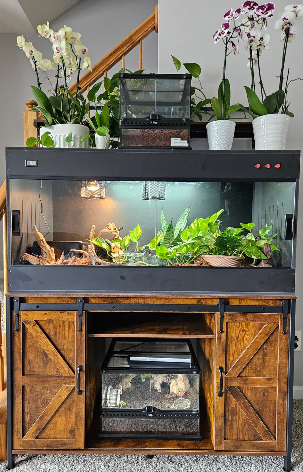 VOWNER Farmhouse Reptile Tank Stand with Power Outlet, 48