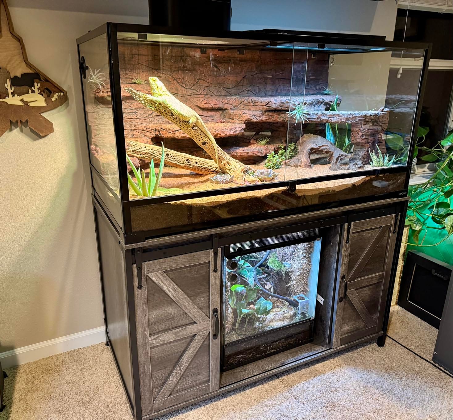 VOWNER Farmhouse Reptile Tank Stand with Power Outlet, 48
