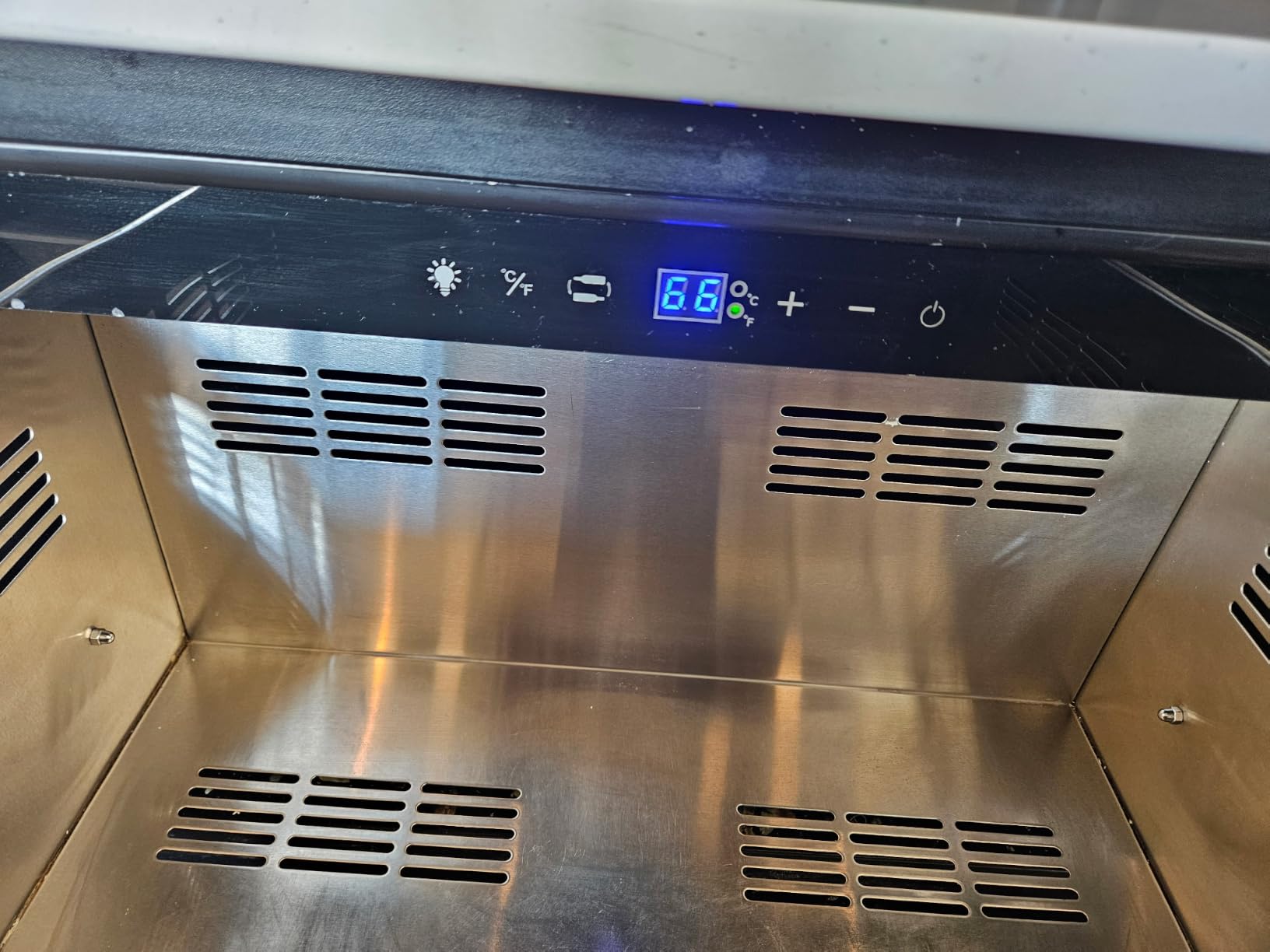 2 Door Back Bar Cooler 200L Low-e Glass Black | 216 can, built-in/free, fast cool, temp memory, 2 locks, LED customer photo 1