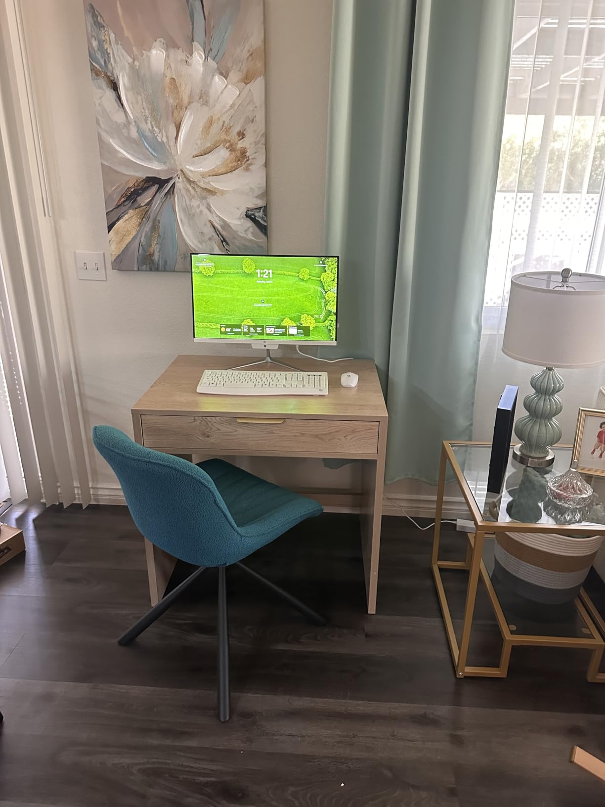 Martha Stewart Kayden Modular Single-Drawer Desk, Light Natural | Brushed Gold Hardware customer photo 1
