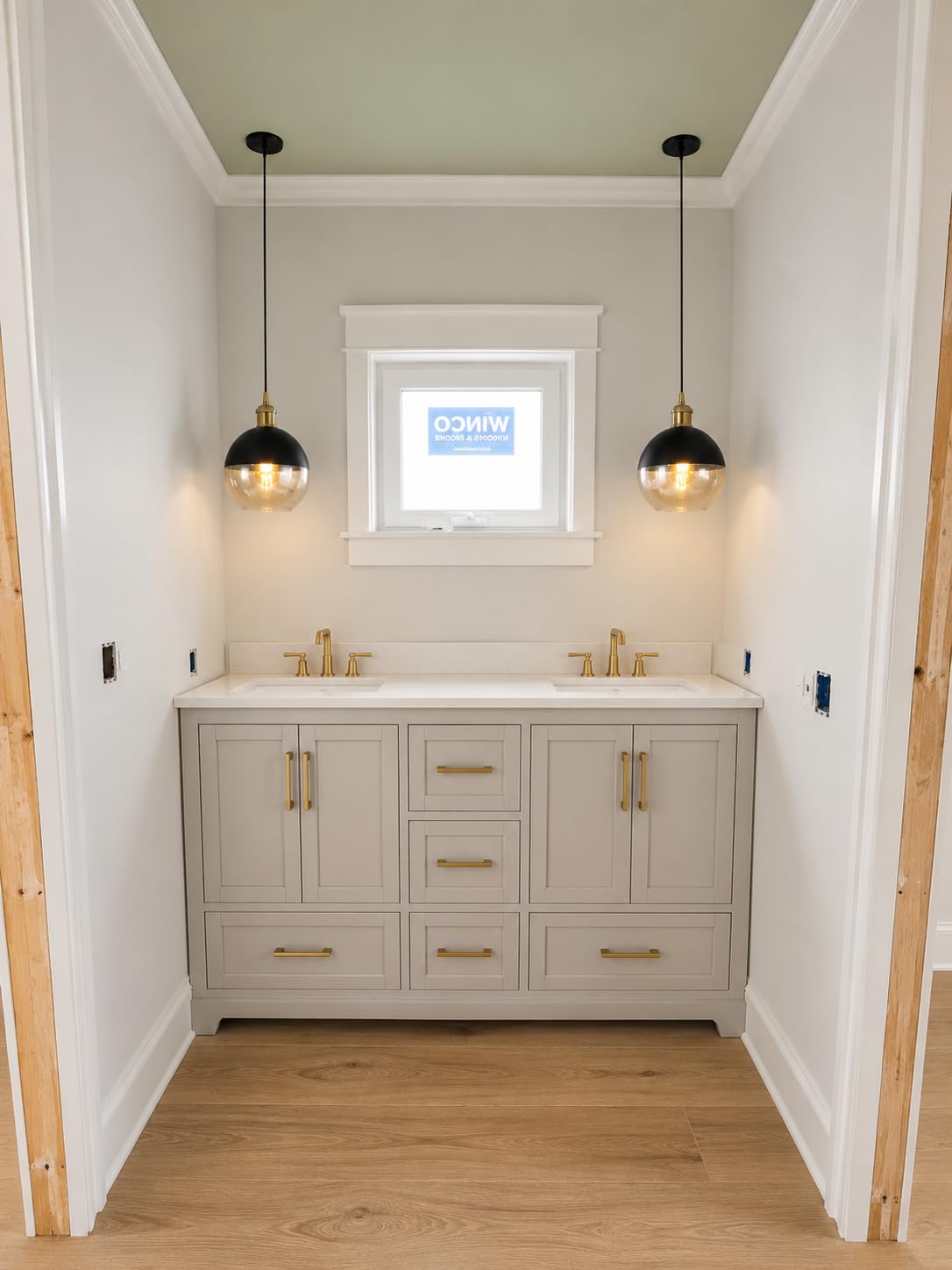60 Inch Bathroom Vanity with Double Sink, Warm Elm | Fully Assembled Solid Wood Frame Vanity with Engineered Stone Countertop, 3 Soft-Close Drawers, 4 Doors and Adjustable Feet customer photo 1