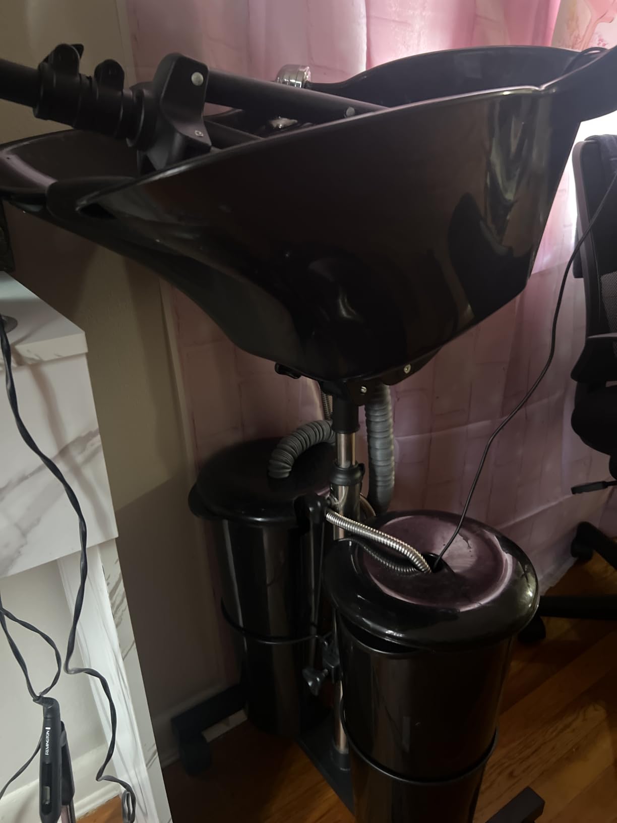 Portable Shampoo Bowl Height Adjustable Hair Washing Station with Electric Pump Dual-Bucket Portable Shampoo Sink with Sprayer for Home Salon Barber Use (Black) customer photo 1