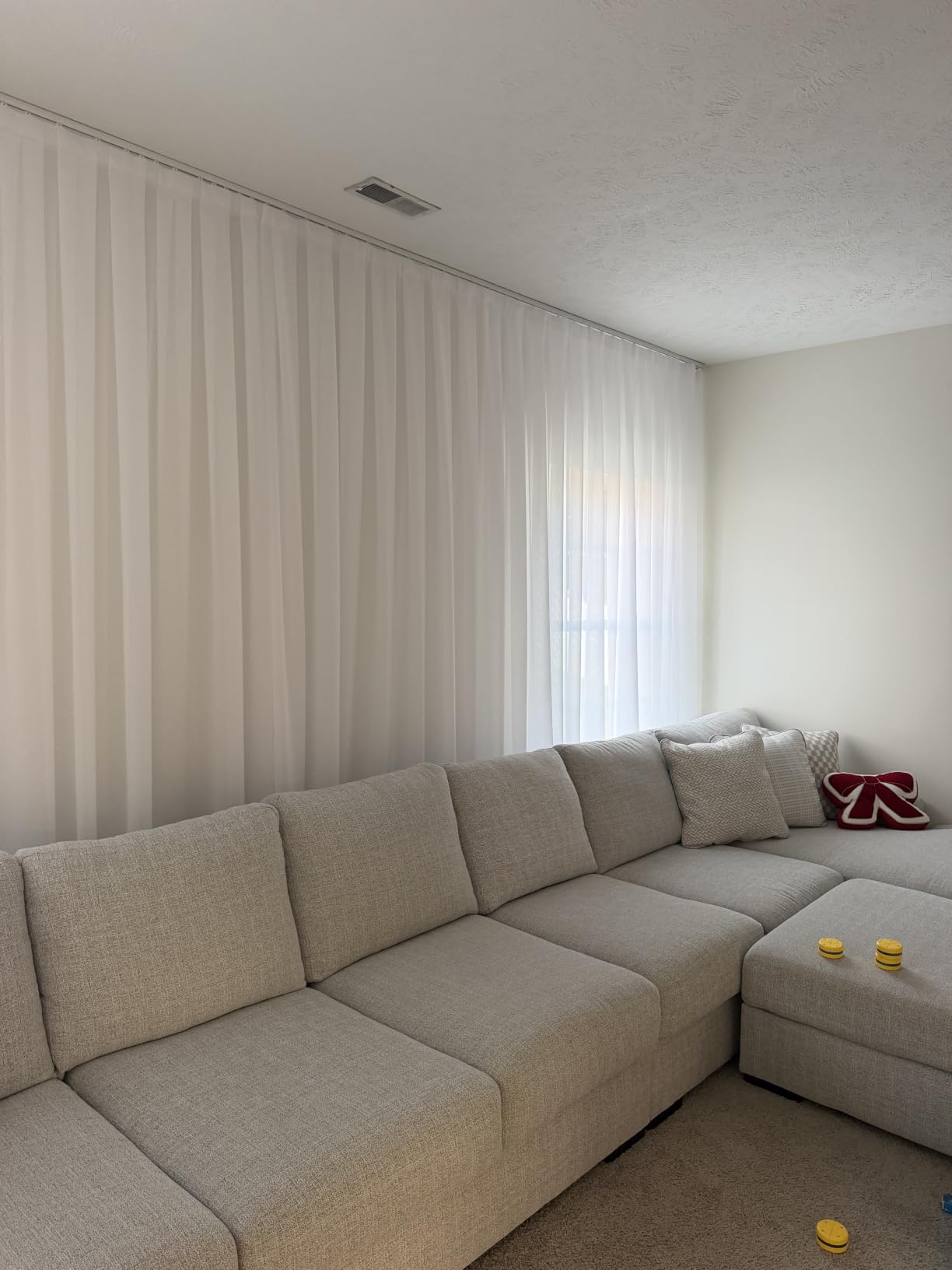 Double Row Curtain Track Ceiling Mounted, Silent Heavy Duty Curtain Track System, Sliding Rails for Curtains, Room Divider for Bedroom Living Room Hospital (Track Ships in Sections with Connectors) customer photo 1