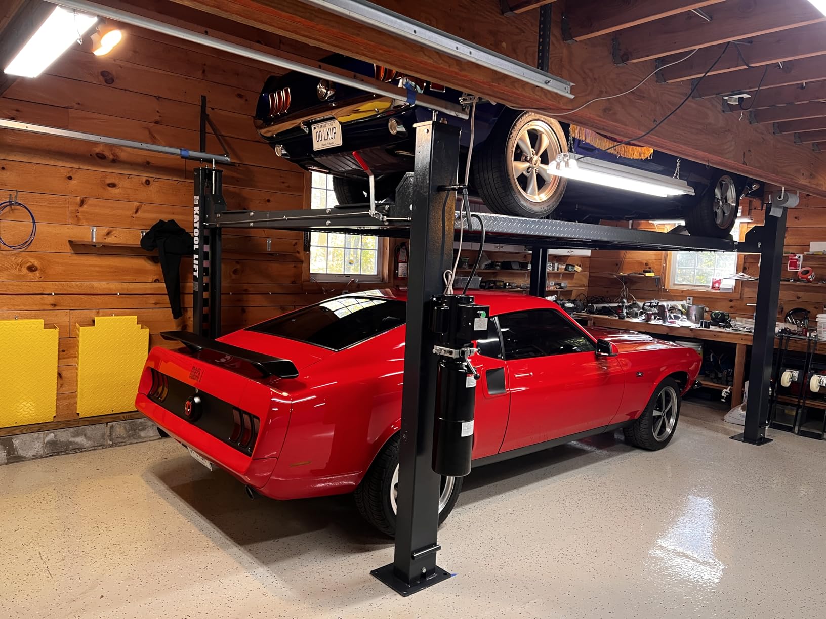 KT-4H850 3.0HP Four Post Lift Car Truck Parking Hoist with Casters 8500Lbs Lifting Capacity Portable Storage Service Home Parking Lift customer photo 2