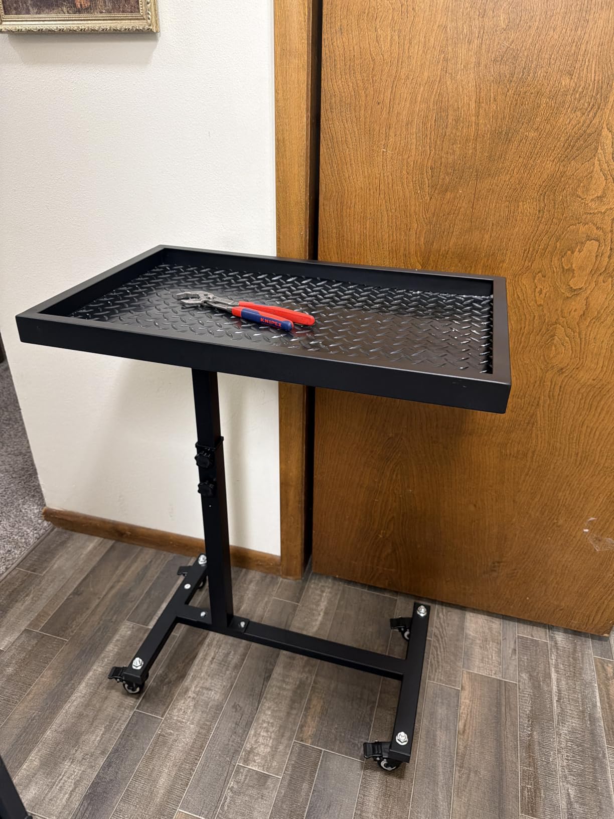 OLBRUS Adjustable Work Table, Mechanic Rolling Tool Tray Table, Orange customer photo 1