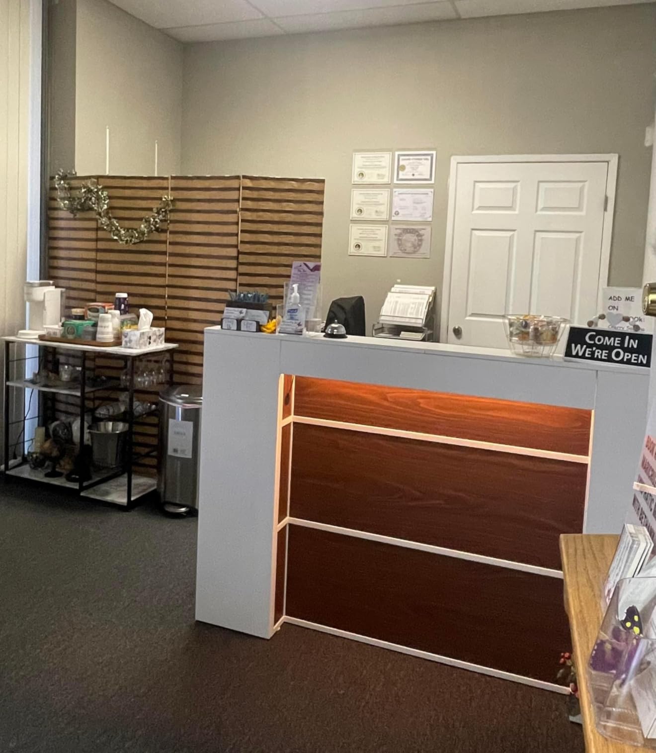 Tribesigns Reception Desk with LED Lights, 63 Inches Front Counter Desk for Checkout, Lobby, Salon, Retail, Modern Large Counter Table for Store Shop Clinic Office (Black&Gray) customer photo 2