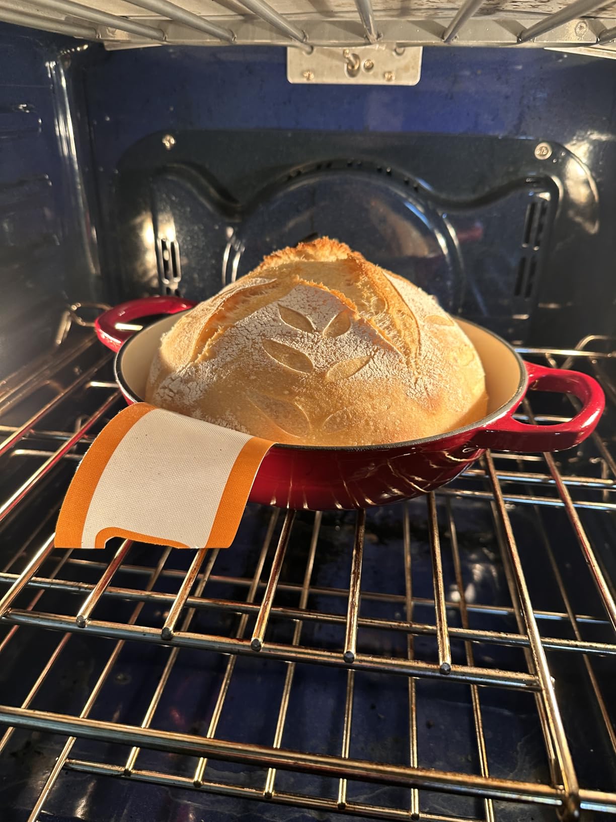 AHJ 6QT Dutch Oven For Bread Baking, Enameled Cast Iron Dutch Oven Pot with Lid, Multi-Functional Bread pan, Sourdough Baking Supplies with Proofing Basket, Cast Iron Bread Oven, Silicone Sling & Gloves customer photo 1
