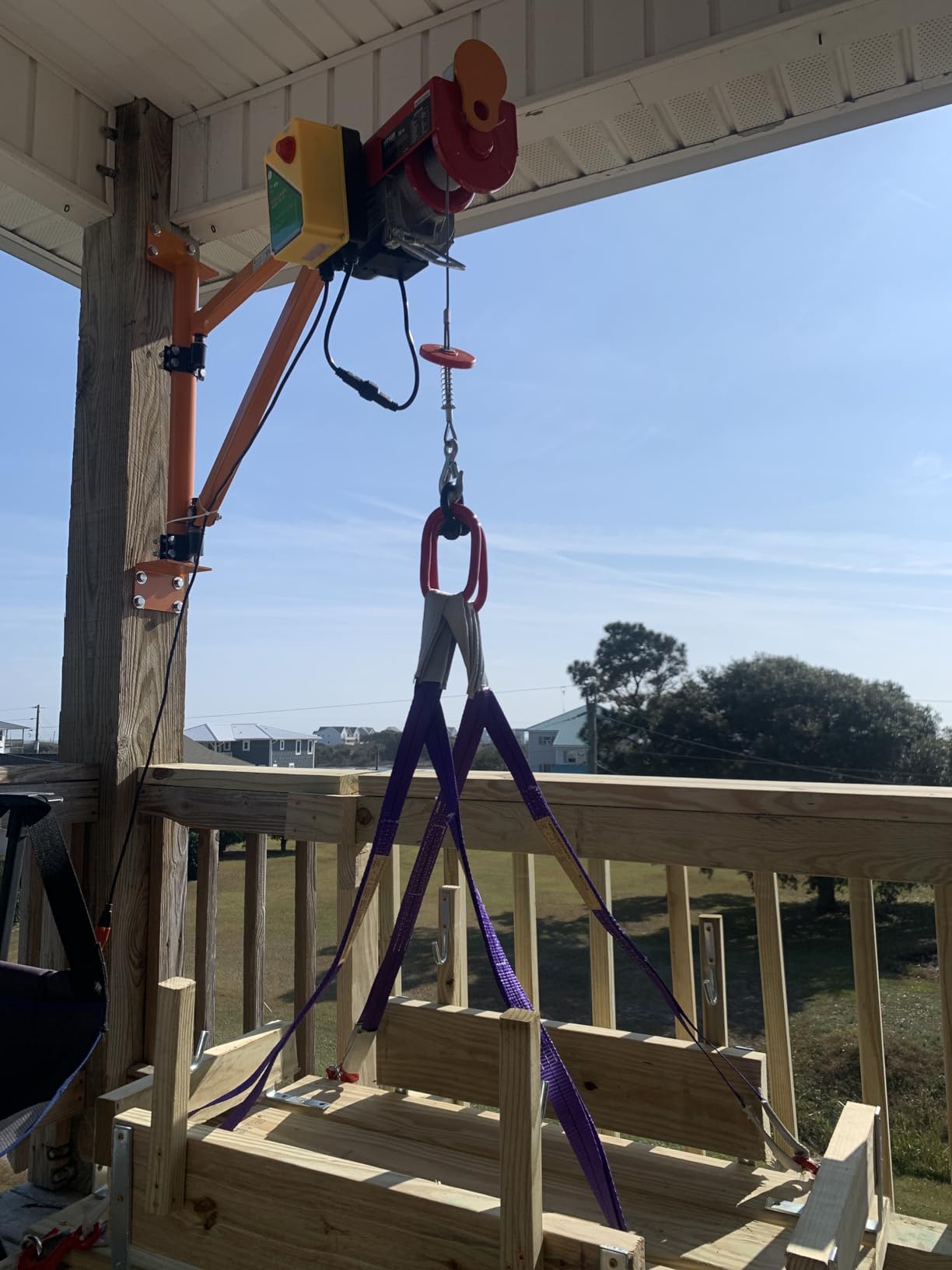 Wall Mount Jib Crane,Hoist Bracket,660lbs Max Load Capacity Electric Scaffolding Lift,All Steel Construction,Electric Hoist Holder Swing Arm with Pole,Shop Crane Jib with 180 Degree Rotation customer photo 1