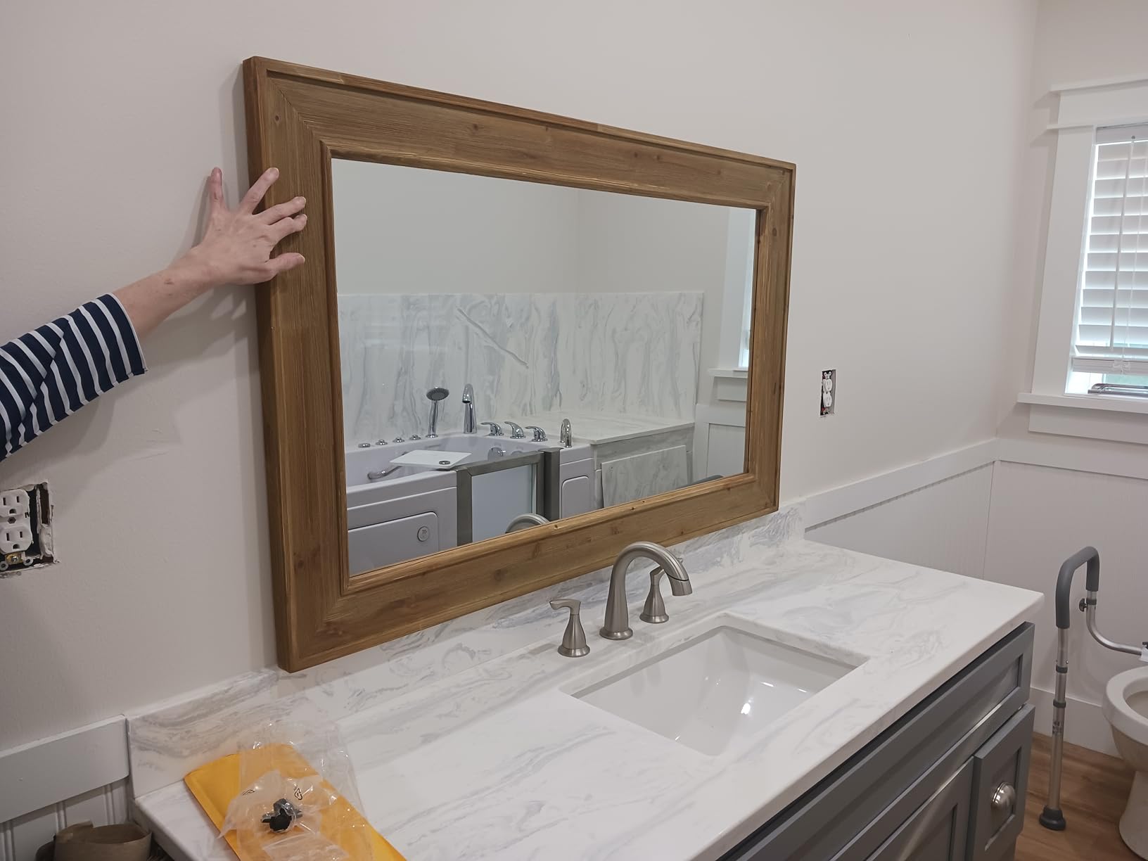 Rustic Wood Framed Mirror, 30