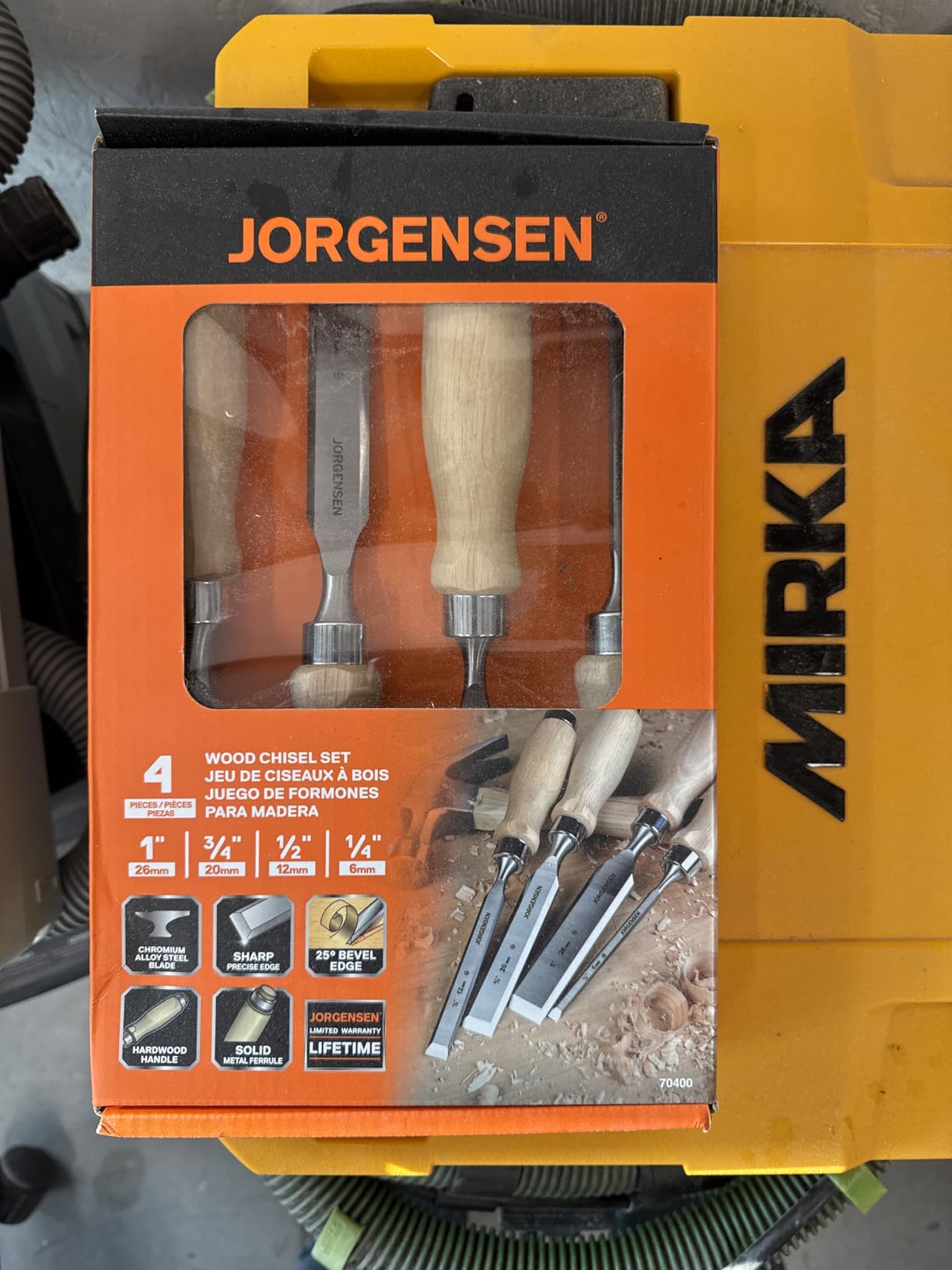 Jorgensen 8-Piece Wood Chisel Set, Chromium Alloy Steel Beveled Edge Wood Chisels, Wood Chisels for Woodworking, Ergonomic Hardwood Handle with Metal Ferrule, 1/4