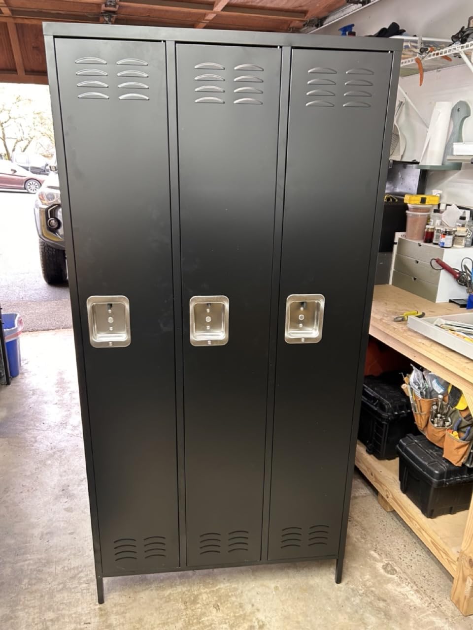 6 Door Metal Employee Lockers,72 in,Black | Ventilated steel compartments with name-card slots and interior hooks for offices, gyms, breakrooms, and staff areas customer photo 2