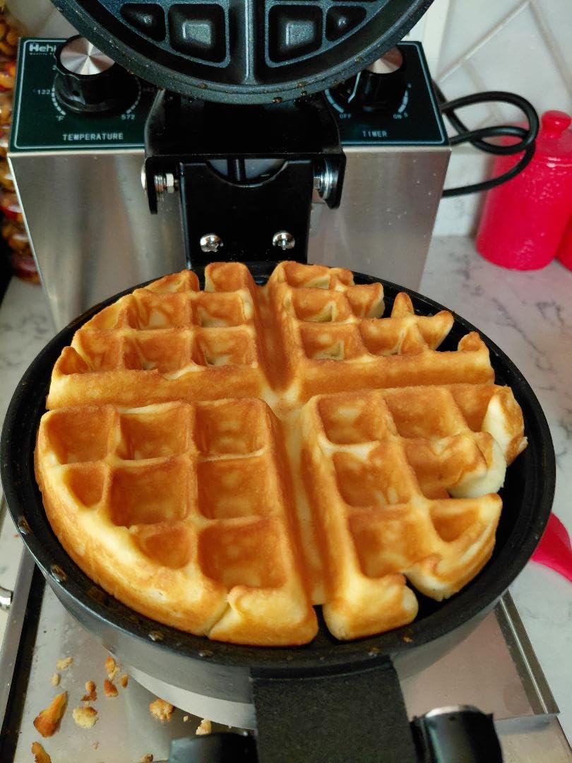 Hehinton 110V 1300W Commercial Belgian Liege Waffle Maker, Rotatable Croffle Machine with 122-572℉ Temp Control, 0-5min Timer, 7