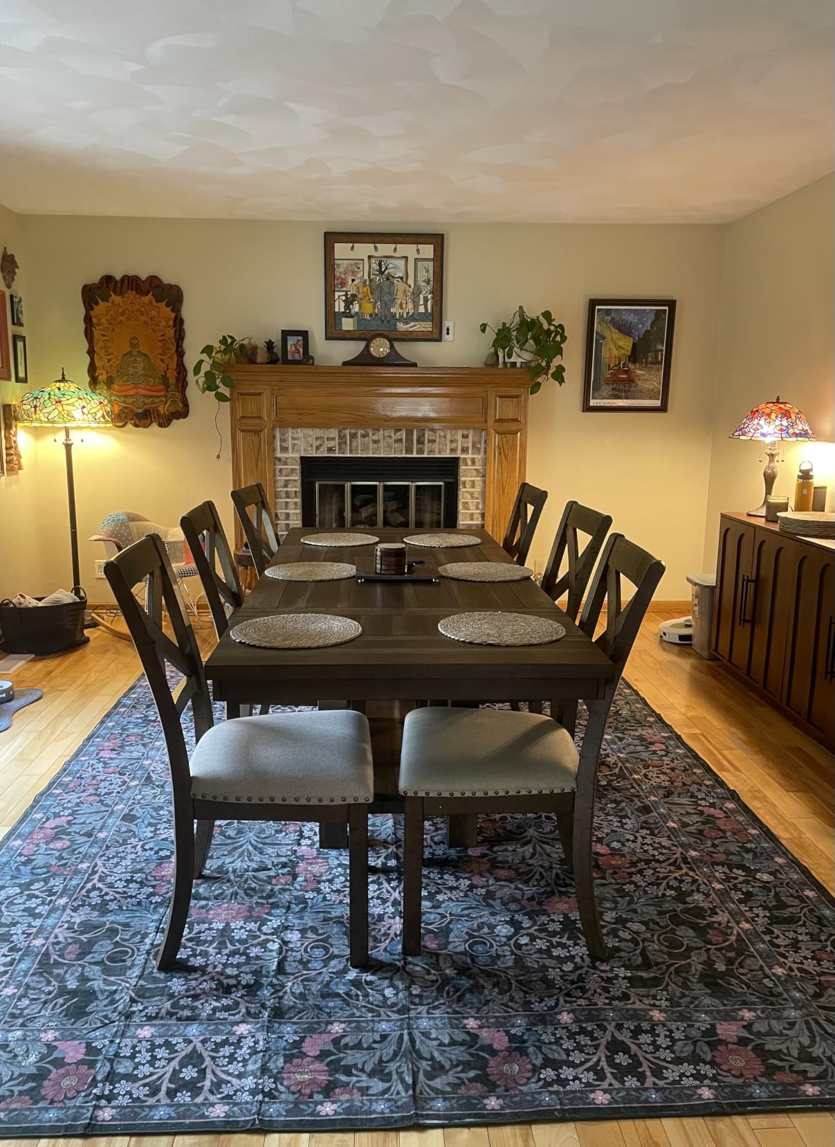 8x10 Washable Area Rugs for Living Room, Stain Resistant Vintage Rugs for Dining Room Under Kitchen Table, Bedroom, Floral Low Pile Non-Slip Large Carpet (8 x 10 Dark Green) customer photo 2