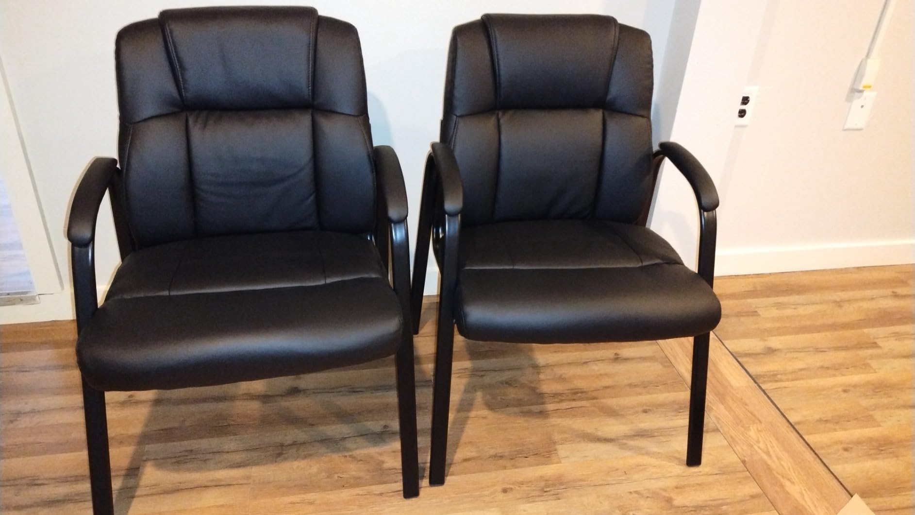 Sweetcrispy Waiting Room Chairs Set of 2, Executive Office Guest Chairs | PU Leather, Padded Arms, Big and Tall, No Wheels Stationary, Reception Conference Lobby Area Meeting Medical Clinic Room customer photo 2