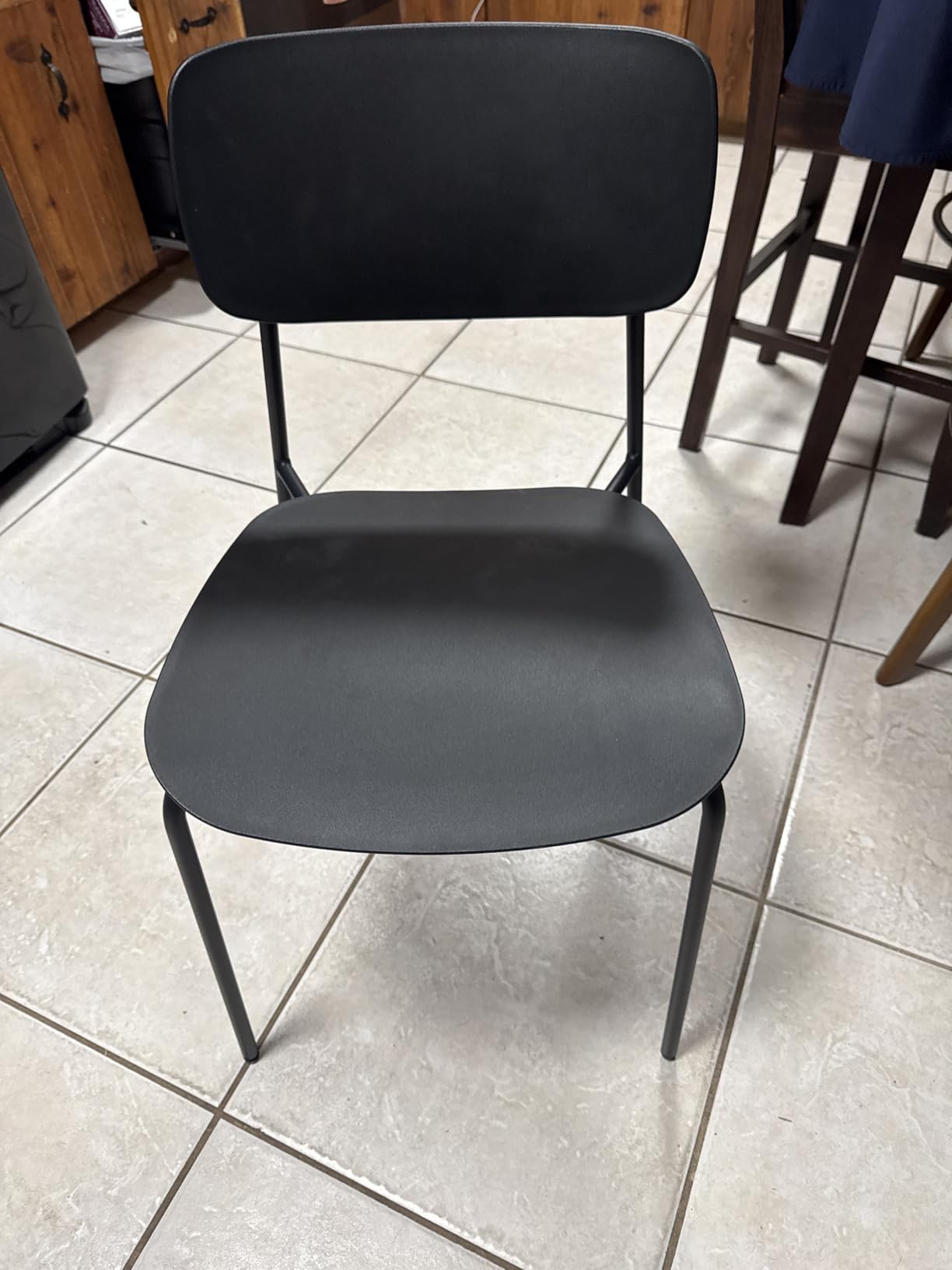 Sidanli Stackable Chairs Set of 4, Waiting Room Chairs with Metal Legs and Ergonomic Plastic Seat, Stacking Office Chairs for Conference Reception Church Banquet, Black customer photo 1