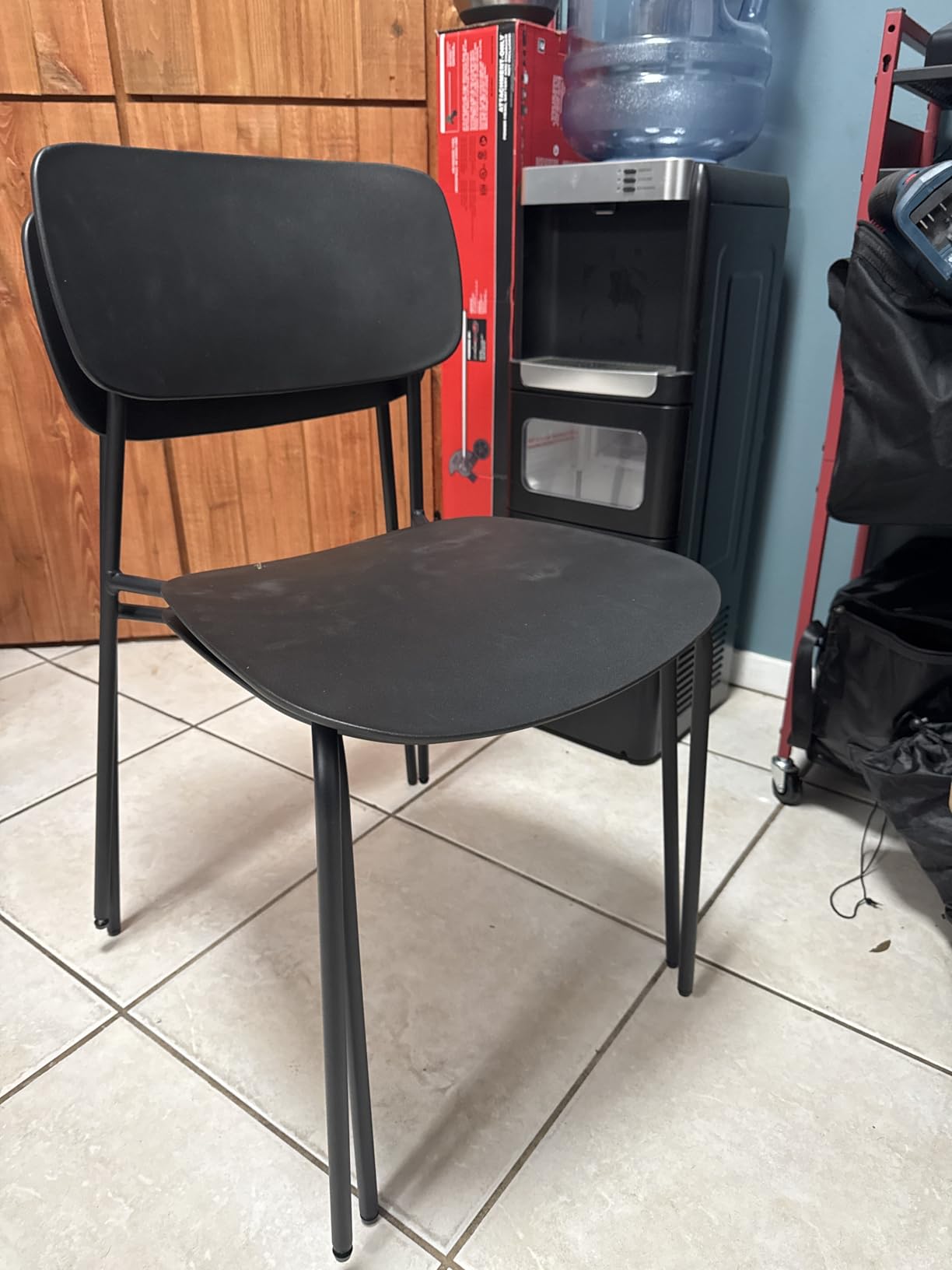 Sidanli Stackable Chairs Set of 4, Waiting Room Chairs with Metal Legs and Ergonomic Plastic Seat, Stacking Office Chairs for Conference Reception Church Banquet, Black customer photo 2