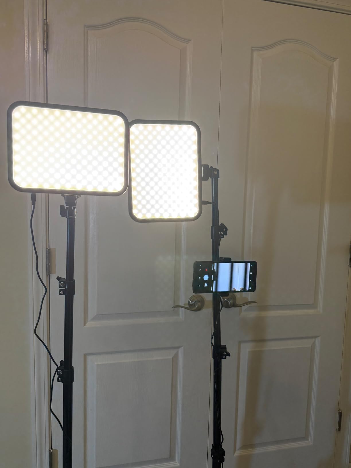 UBeesize 2-Pack LED Video Light Kit with Tripod Stand & Phone Holder | Ultra-Bright 3000-Lumen Dimmable Studio Lights for Live Streaming, Video Recording, Makeup, Gaming, YouTube and Photography customer photo 1