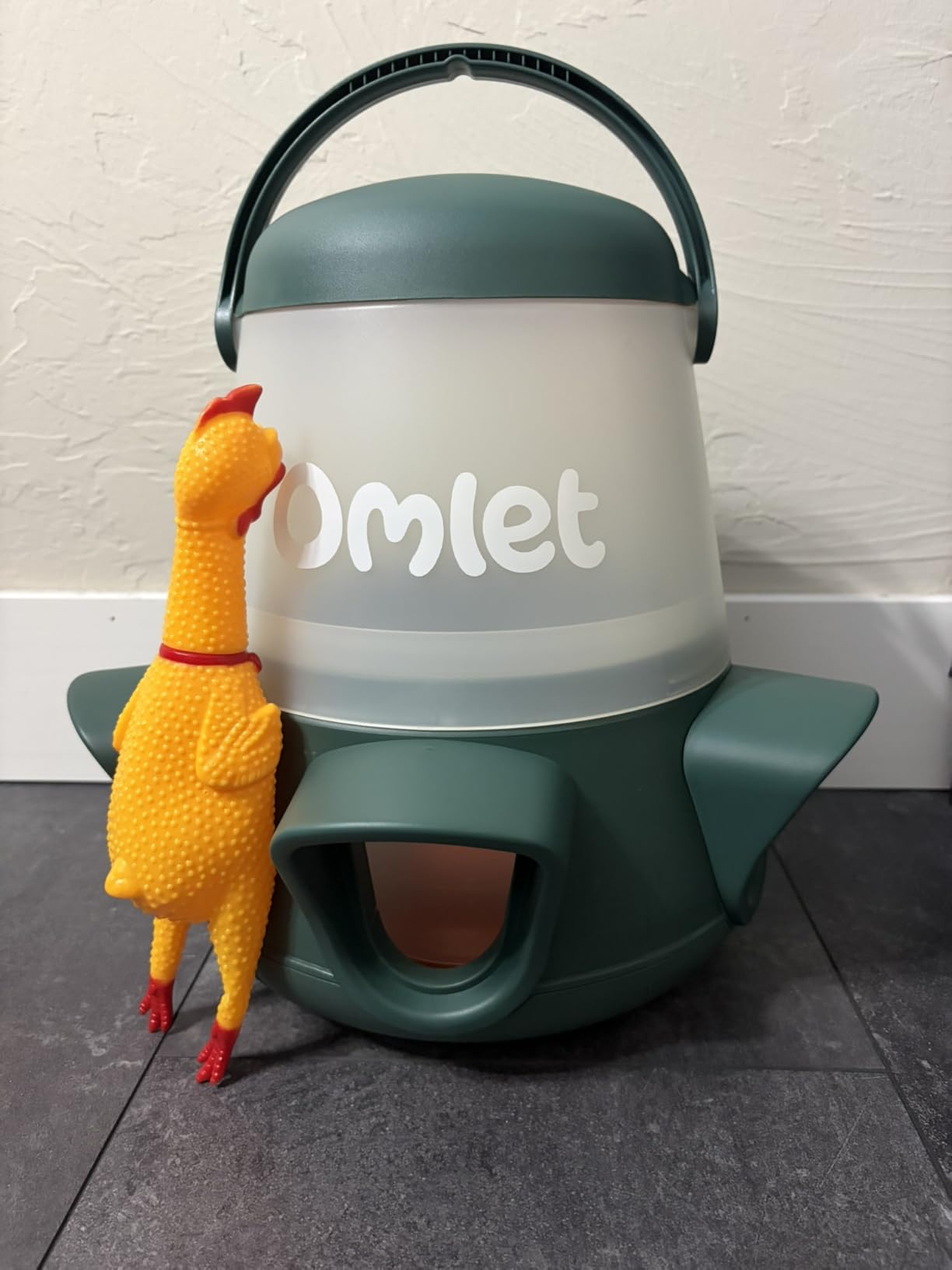 Omlet No Waste Chicken Feeder for Coop | 12lb Anti-Spill Poultry Feeder with 5 Feeding Ports | Feeds 6 Hens for 7 Days | Hanging or Free Standing | Weatherproof customer photo 1