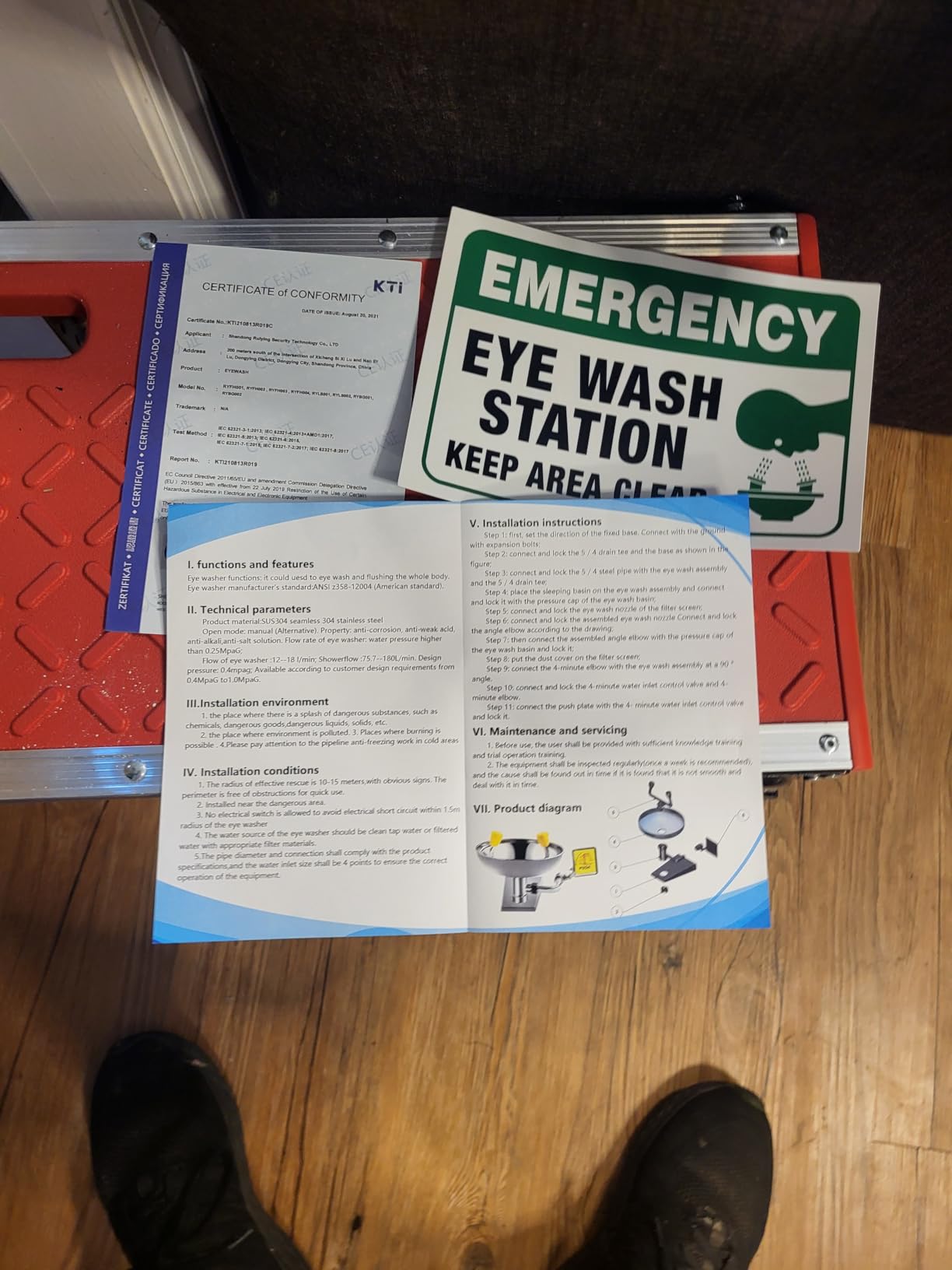 Emergency Shower Eye Wash Station, OSHA Approved Eyewash Station with Shower, First Aid Shower Combination Kit, Industrial Grade with Emergency Sign, 304 Stainless Steel Yellow ABS Coating customer photo 1