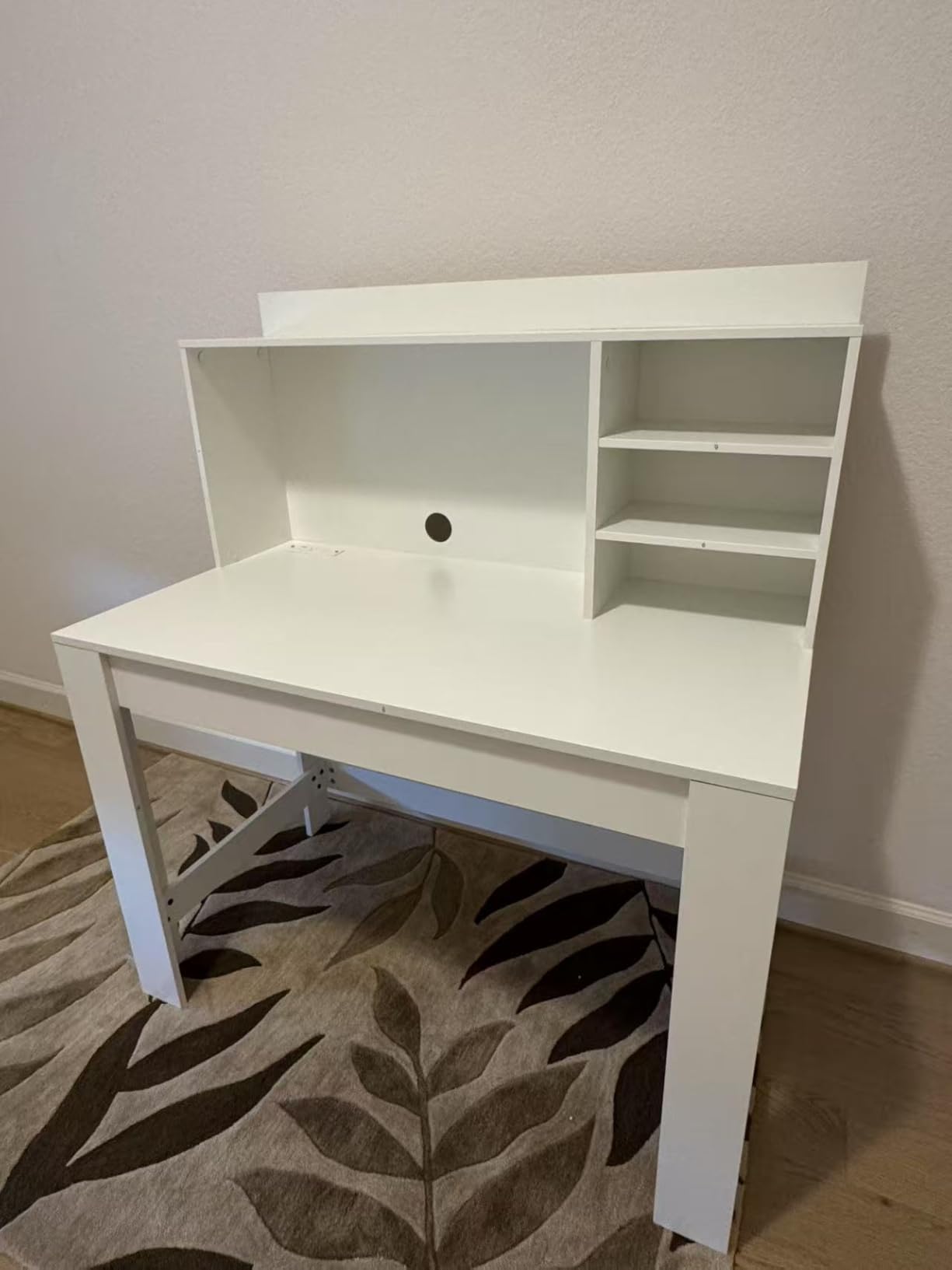 Tangkula Computer Desk with Hutch & Charging Station, Home Office Writing Study Desk with Storage Shelves, Cable Management Hole, Laptop Desk, Desk for Bedroom, Computer Workstation (Gray Oak) customer photo 2