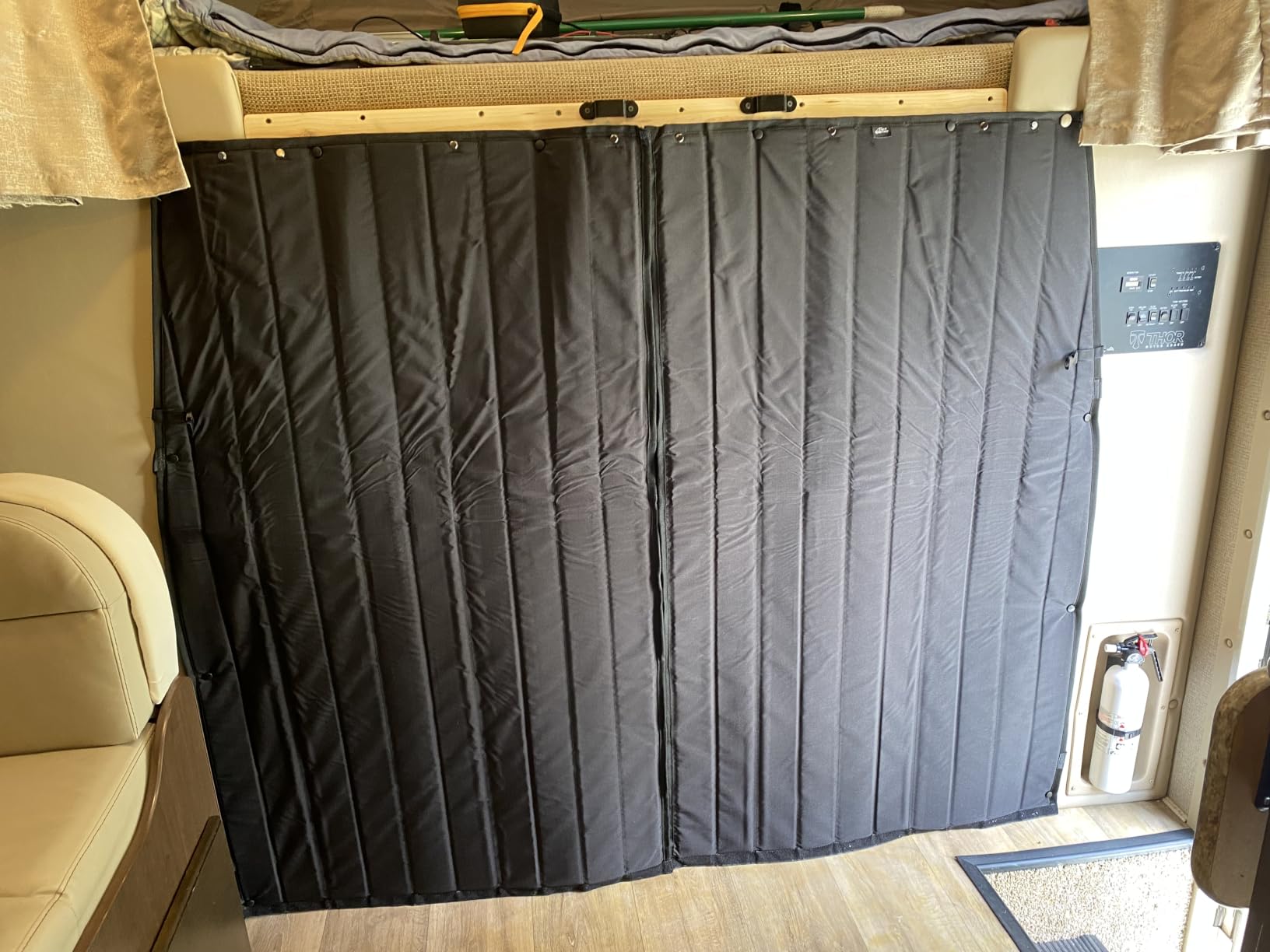 Privacy Cab Curtain for Mercedes-Benz Sprinter High Roof Van, 2007-Current, Divider Screen for Cab & Living Quarters, Magnetic Closure, Without Curtain Rod customer photo 2