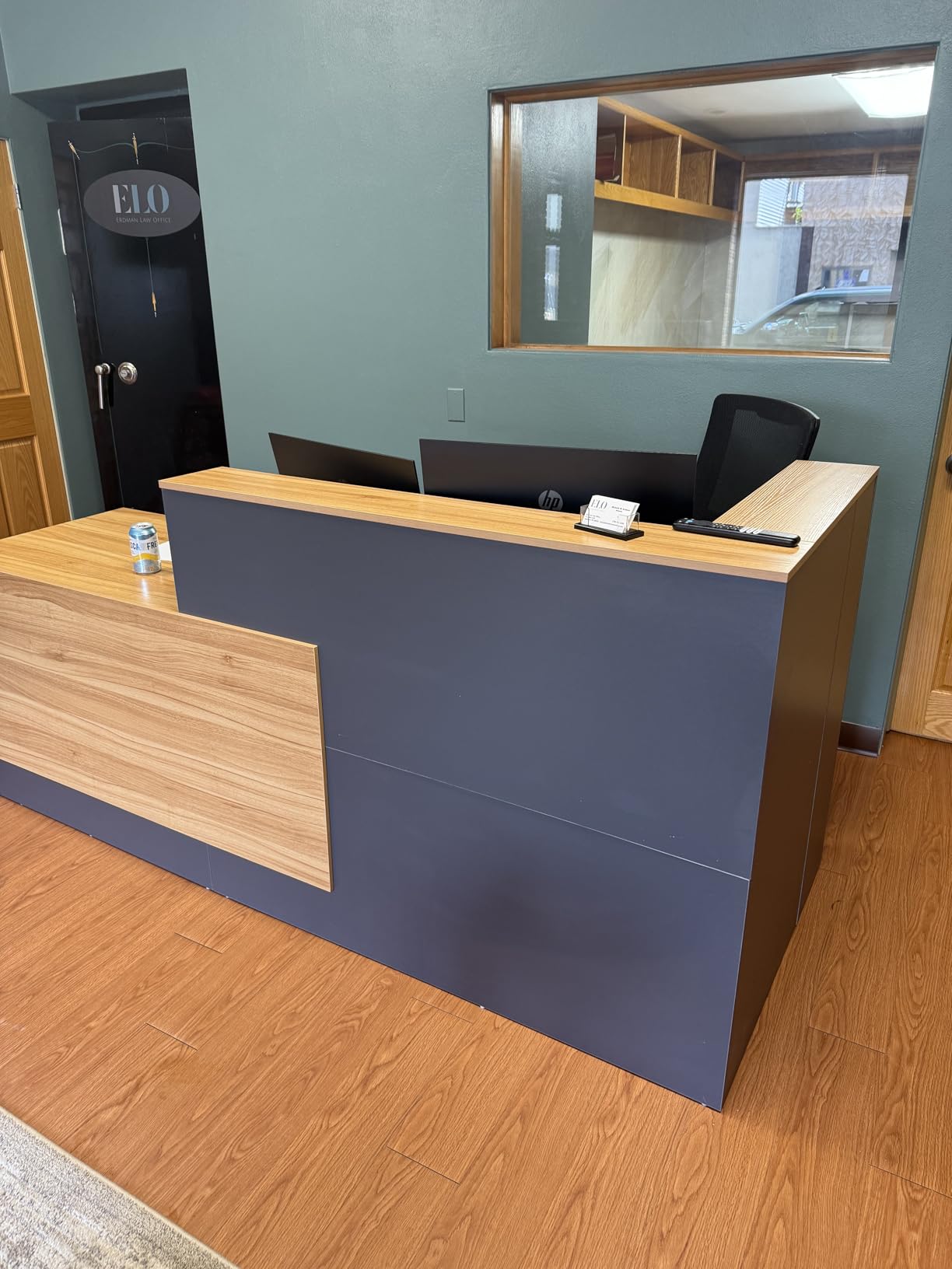 L-Shaped Reception Desk with Lockable Drawers, Adjustable File Cabinet & Keyboard Tray, Modern Front Counter for Office, Salon, or Lobby customer photo 2