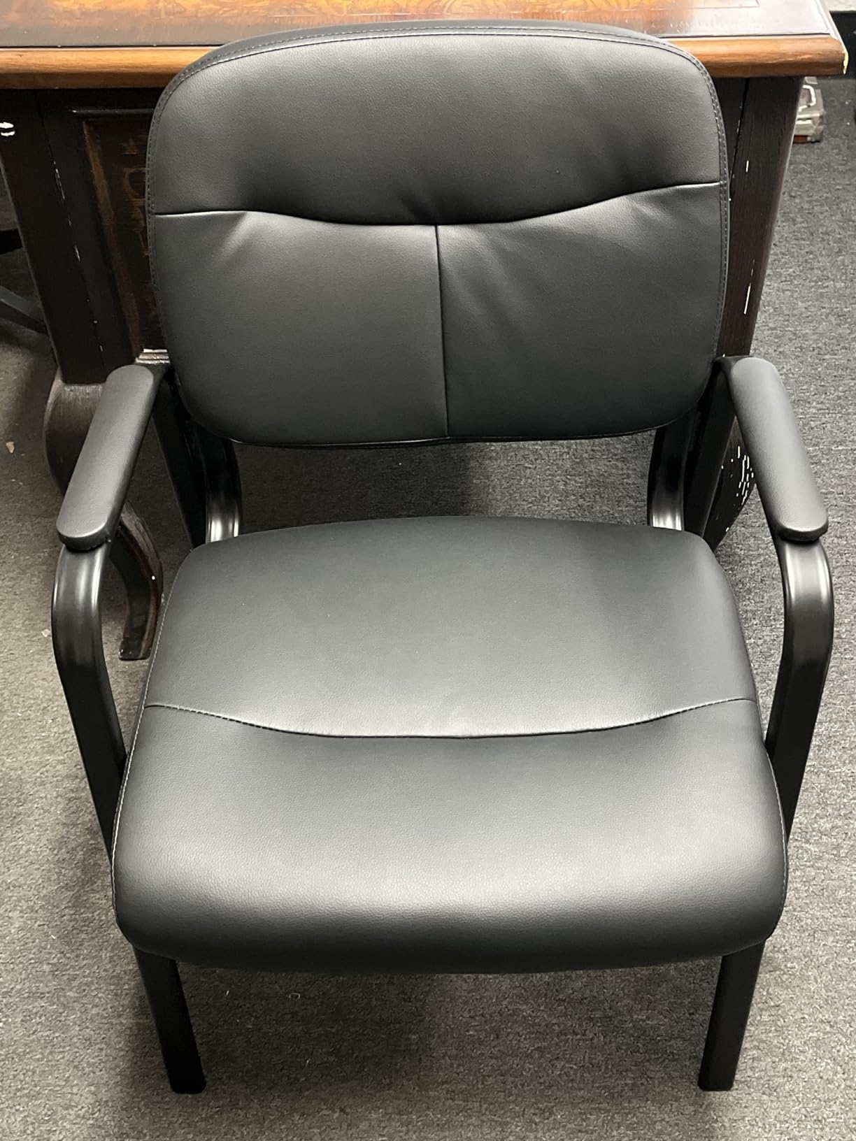 NEWBULIG Waiting Room Chair Set of 8, Leather Stationary Office Guest Reception Chairs No Wheel, Comfy Padded Arms, for Conference Room Lobby Side Breakroom customer photo 2