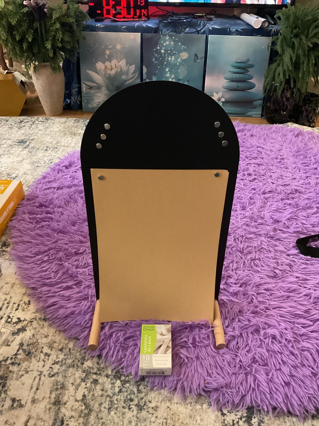 Metal Tabletop Menu Stand with Magnetic Holders and Chalk Writable Surface, Reusable Cafe Display Board with Wooden Base for Restaurant Bakery Retail Counter Menu, Daily Specials and Price Signs customer photo 1