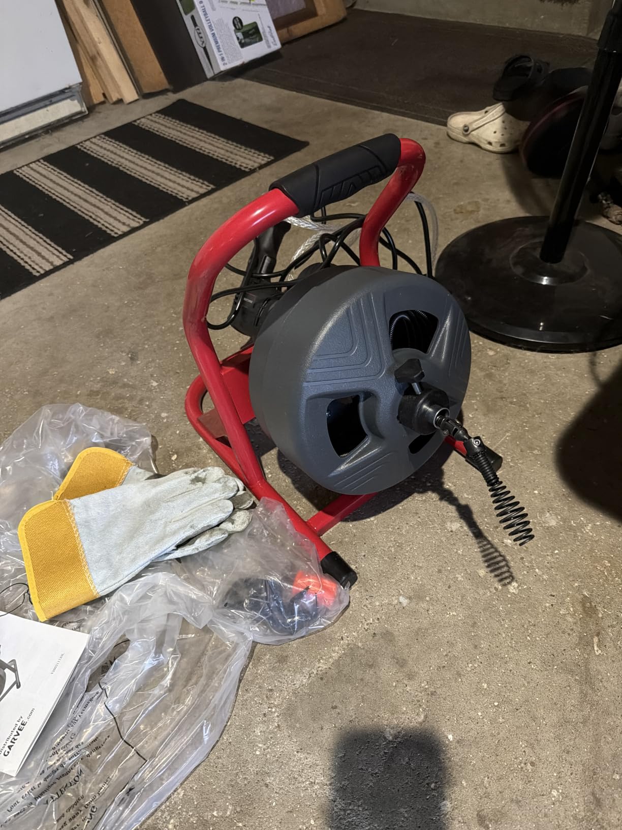 Drain Cleaner Machine 50Ft x 5/16 Inch, Electric Drain Auger Professional, Foot Switch with 6 Cutters, Glove, Drain Auger Cleaner Sewer Snake for 3/4 to 3 Inch Pipes customer photo 2