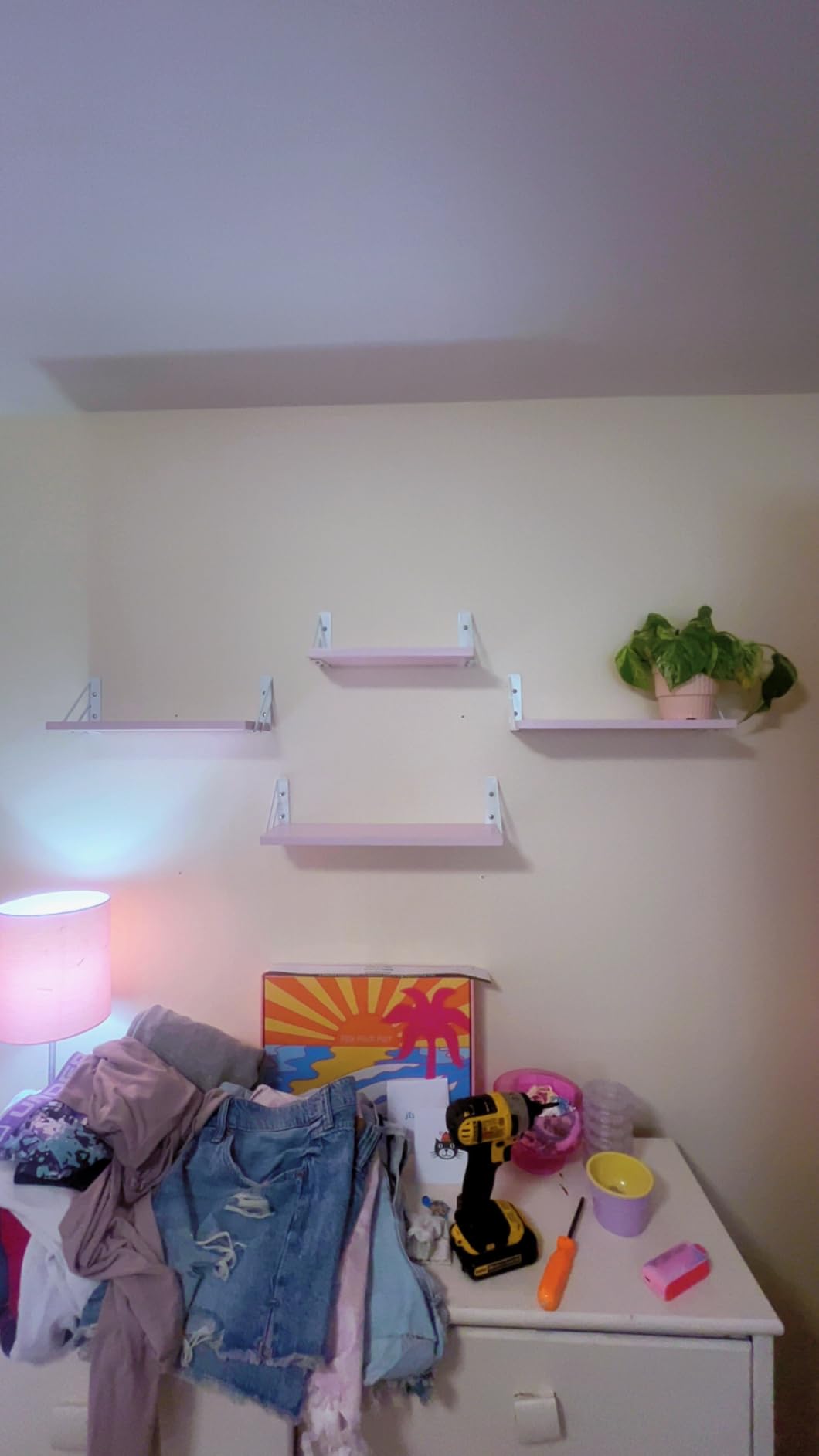 BAYKA Wall Mounted Floating Shelves, Wood Floating Wall Shelf for Books & Decor, Small Space-Saving Display & Organizer (Black, 23in, Set of 3) customer photo 1