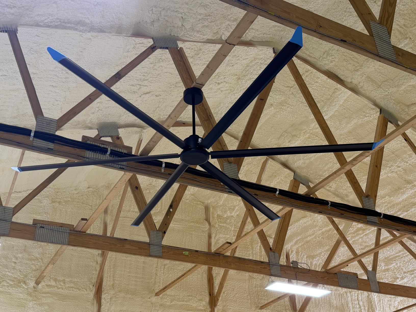 120-Inch HVLS Industrial Ceiling Fan +28,000 CFM Large Commercial Ceiling Fan with Remote, PMSM Motor, 6 Speeds, Reversible, for Warehouse, Gym, Barn, Shop, Garage | AA-Orion 120