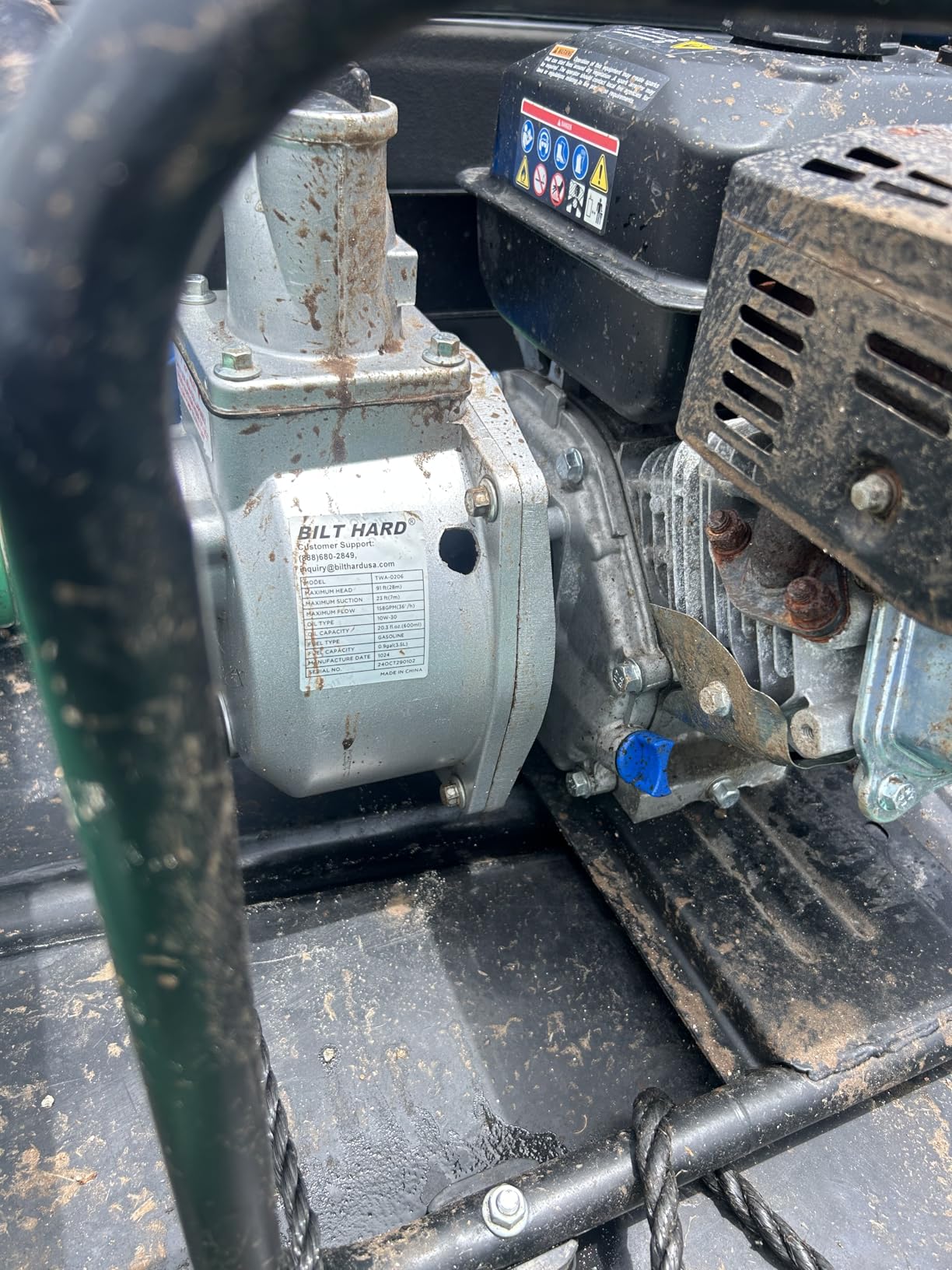 BILT HARD 3 Inch Trash Pump, 290 GPM 7HP Gas Powered Water Pump, 212cc 4-Cycle Engine with Handle and Wheels, 50 ft Discharge Hose, 12 ft Suction Hose with Complete Fittings, EPA Certified customer photo 1