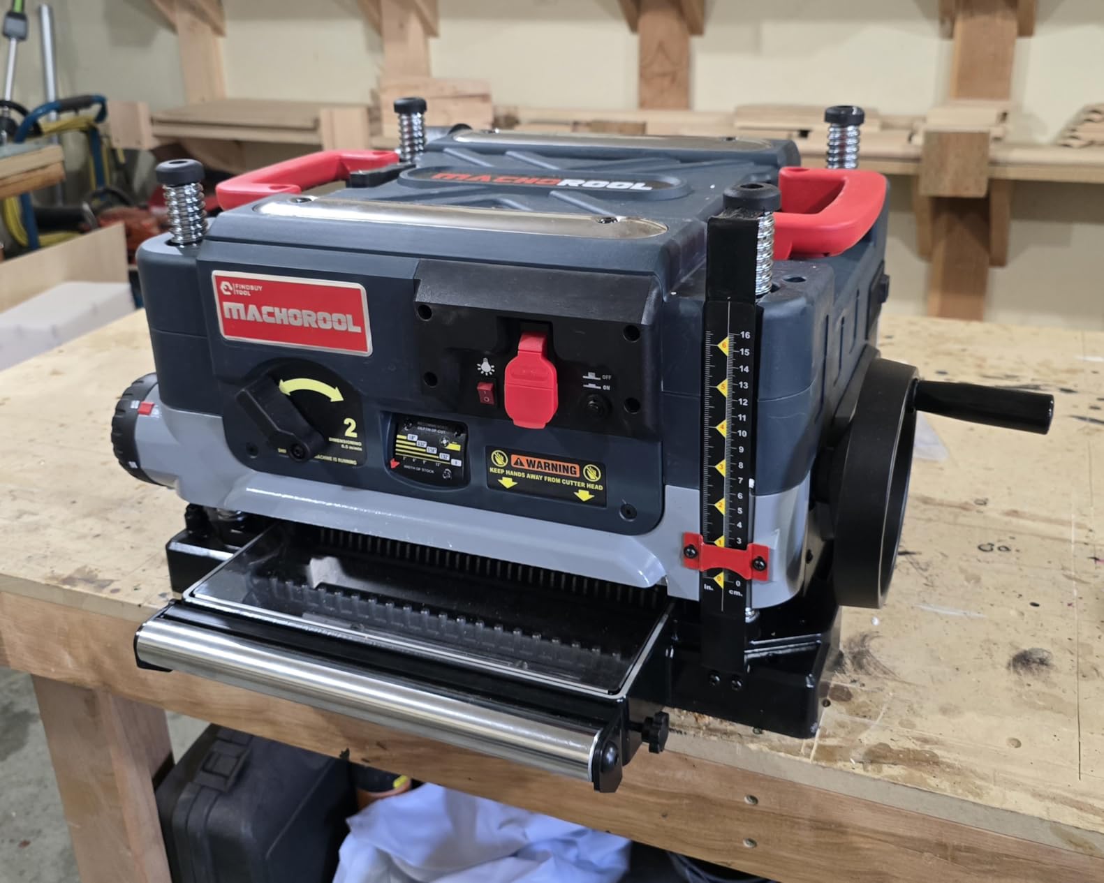 FINDBUYTOOL 13-Inch Thickness Planer with Helical Cutterhead - 2.5HP Motor, 2-Speed, 40 Carbide Inserts customer photo 1