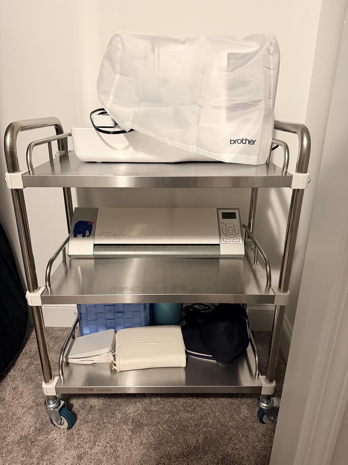VEVOR Stainless Steel Rolling Cart, 2-Tier Metal Utility Cart with Lockable Wheels, Medical Serving Trolley Clinic Tray, Mobile Service Cart for Hospital, Lab, Restaurant, Kitchen, Salon customer photo 2