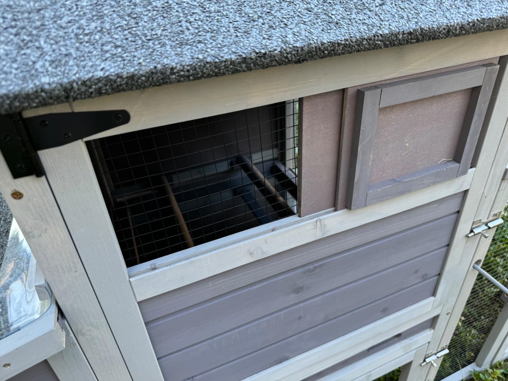 Aivituvin Chicken Coop Hen House, Large Outdoor Wooden Poultry Cage with Ramps, Run, Nesting Box, Removable Tray, Weather-Proof Chicken Cage (Grey, AIR31) customer photo 1