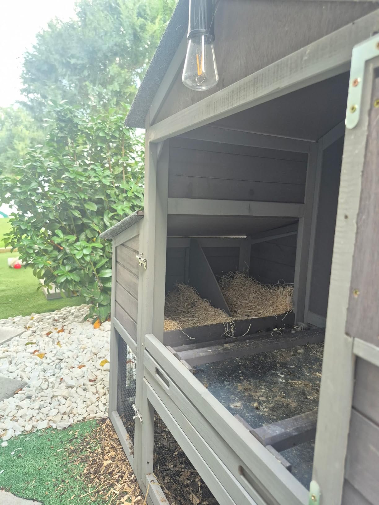 Aivituvin Chicken Coop Hen House, Large Outdoor Wooden Poultry Cage with Ramps, Run, Nesting Box, Removable Tray, Weather-Proof Chicken Cage (Grey, AIR31) customer photo 2