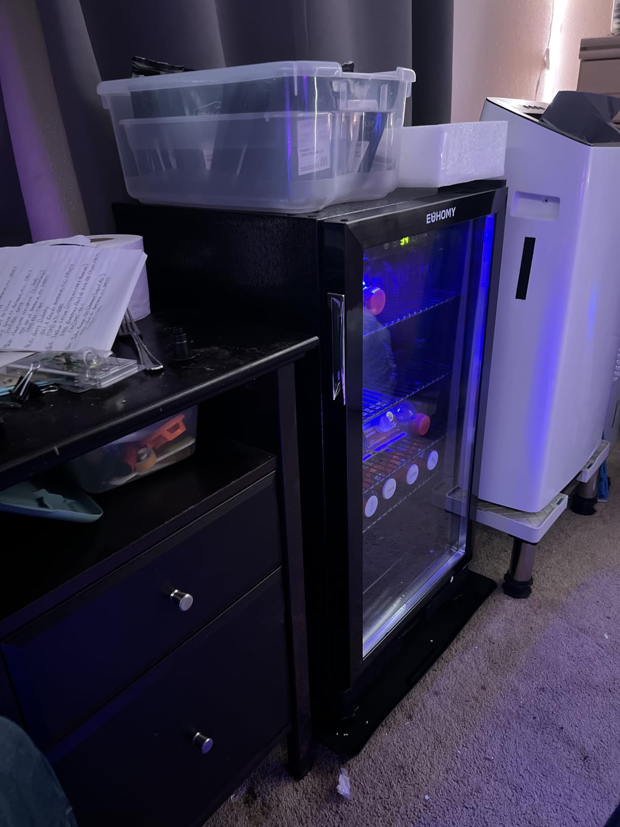 EUHOMY Mini Fridge 130 Can Beverage Refrigerator Cooler Glass Door for Soda Wine Beer, Beverage Cooler for Home, Bar, Office with Digital Temperature Control Removable Shelves, 3.2 Cu.Ft, Silver customer photo 2