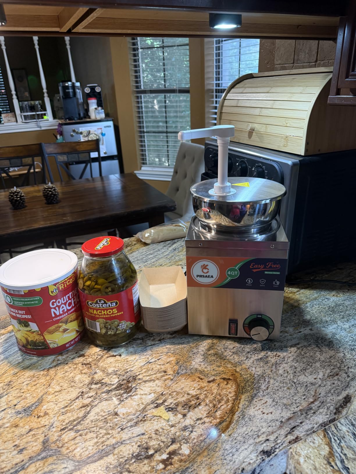 Original 4QT Nacho Cheese Dispenser Warmer, Food-Grade Stainless Steel Cheese Warmer with 2 Pump, Commercial Smart Nacho Cheese Machine for Parties, Catering and Events (Includes Tags & Trays) customer photo 1