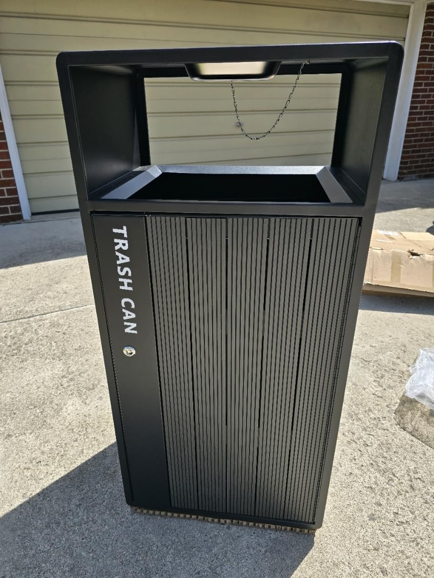 BEAMNOVA 30.36 Gal Outdoor Commercial Trash Can with Lid, Door, Lock | 30 Gallon, 20.5 * 16.5 * 43.3 in, Galvanized Steel Inner Basket, Metal Waste Container, Heavy Duty Garbage Bin for Patio customer photo 1