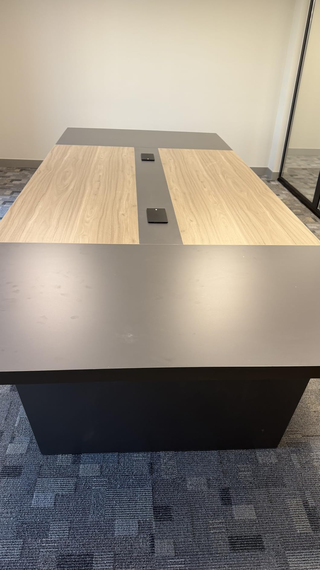 10FT Conference Table, Large Meeting Table for 10 People, Business Style Training Table with Charging Stations & 2