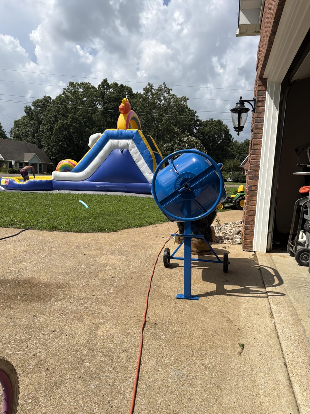 LDHTHOPI Concrete Mixer 5.3 Cu.Ft. - 750W (1HP) Heavy Duty Portable Concrete Mixer with Wheel & Stand for Mortar, Stucco, Fodder - Industrial Cement Mixing Machine, Orange customer photo 1