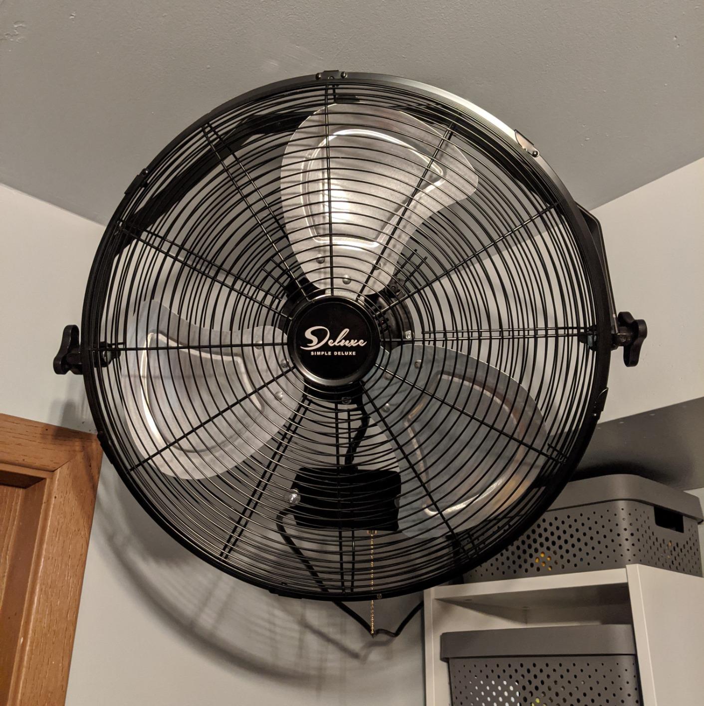 Simple Deluxe 18 Inch Industrial Wall Mount Fan, Max 4200 CFM 3 Speed Commercial Ventilation Metal Fan for Warehouse, Greenhouse, Workshop, Patio, Factory and Basement - High Velocity Black customer photo 2