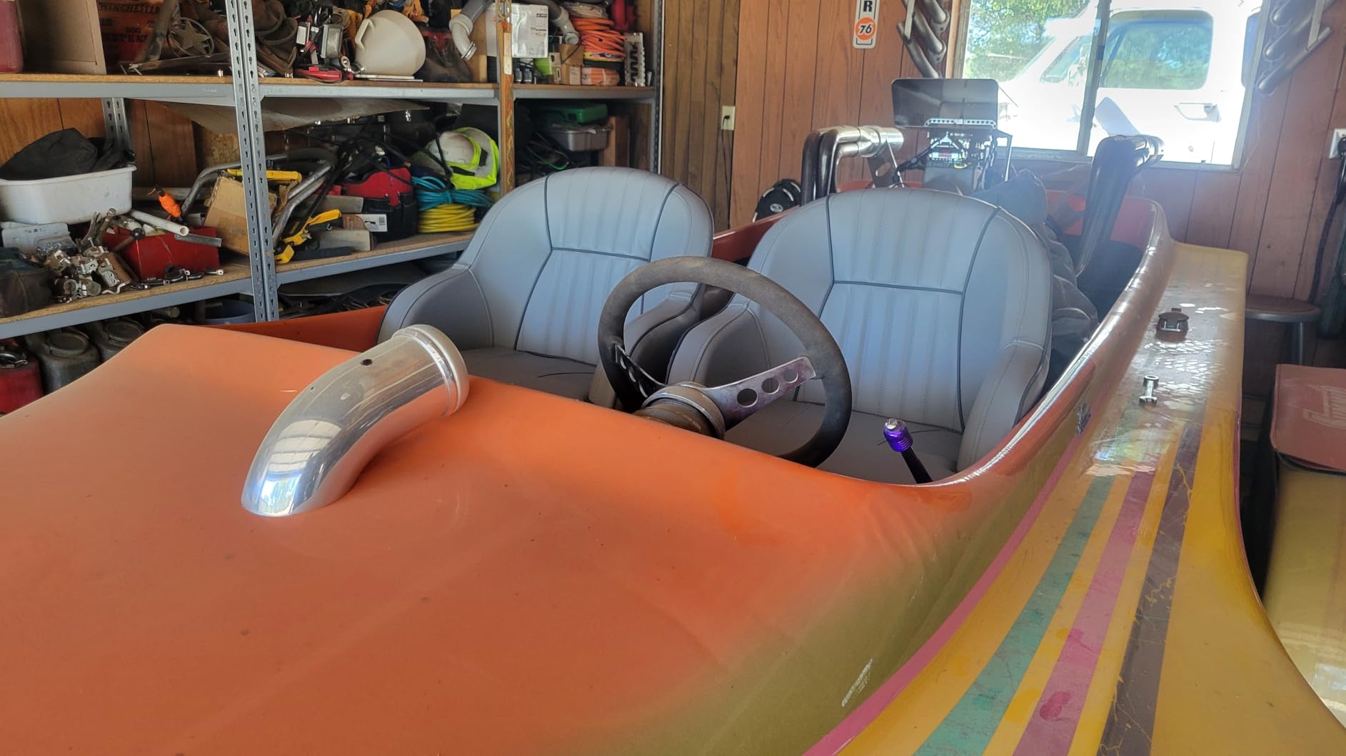 ERGOSEAT Gray Pontoon Captain Seat Marine Captains Chair Boat Bucket Seat | 30% Thicker Marine Vinyl, High Density Foam, Ergonomic with Armrest, Dual 5x5/5x12