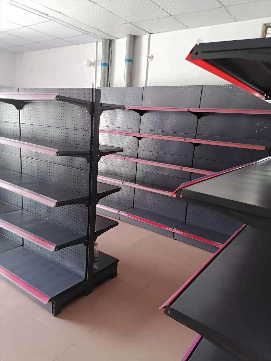 Gondola Shelving Unit for Retail Store, Heavy Duty Supermarket Display Rack, Double-Sided Metal Shelf with Adjustable Layers for Grocery, Convenience Store & Commercial Use (White, W106*D31*H63) customer photo 1