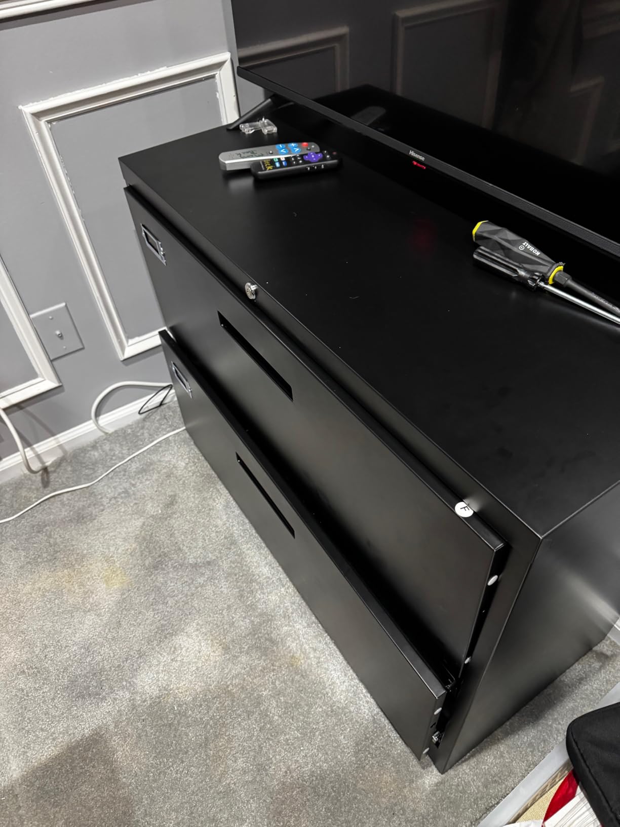4 Drawer File Cabinets with Lock, Metal Lateral Filing Storage Cabinet Printer Stand, Black Steel Home Office Cabinet for Hanging Files Letter/Legal/A4 Size customer photo 1